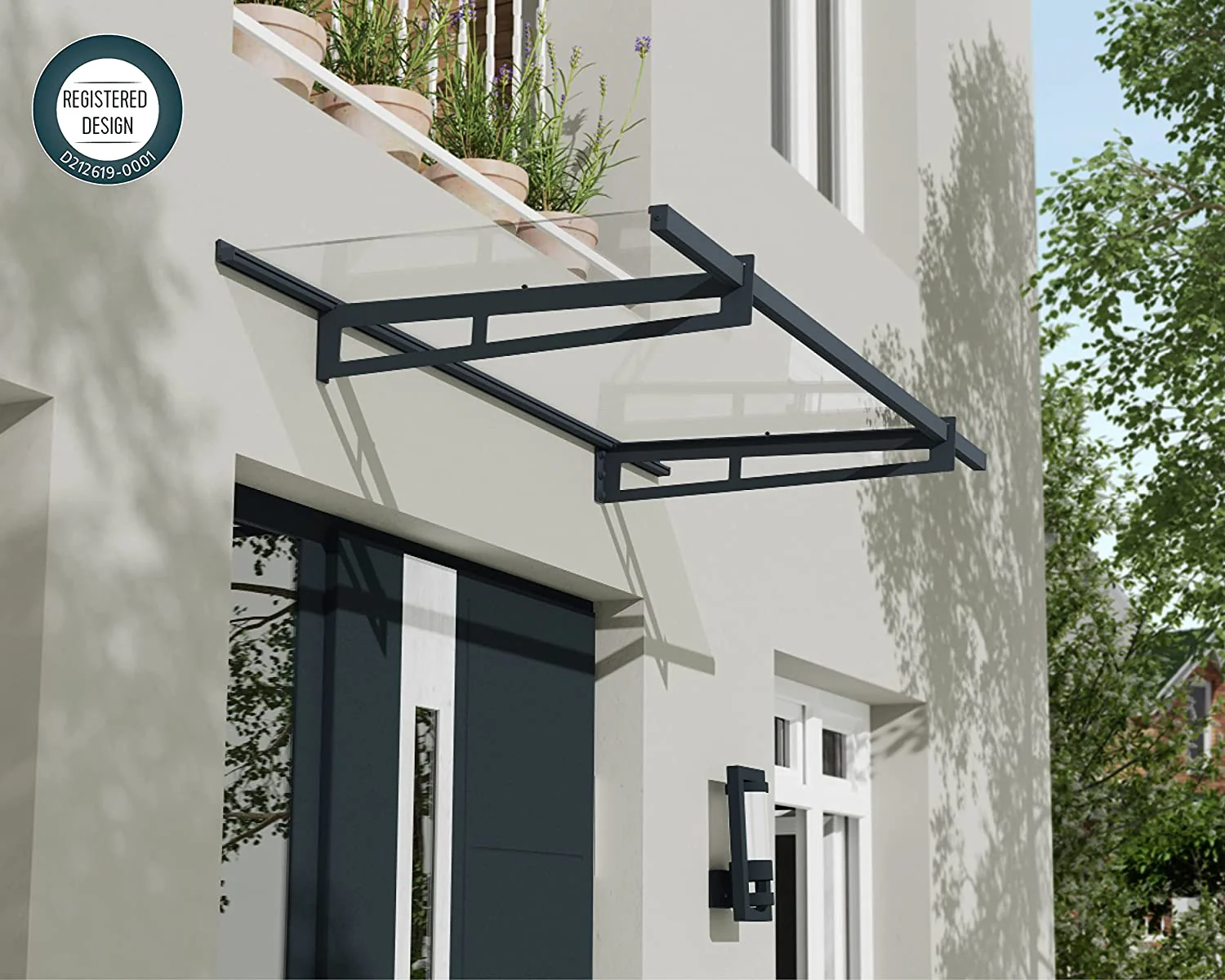 Bremen 2m x 0.9m Door Canopy - Grey Frame & Clear Acryl - Image 8