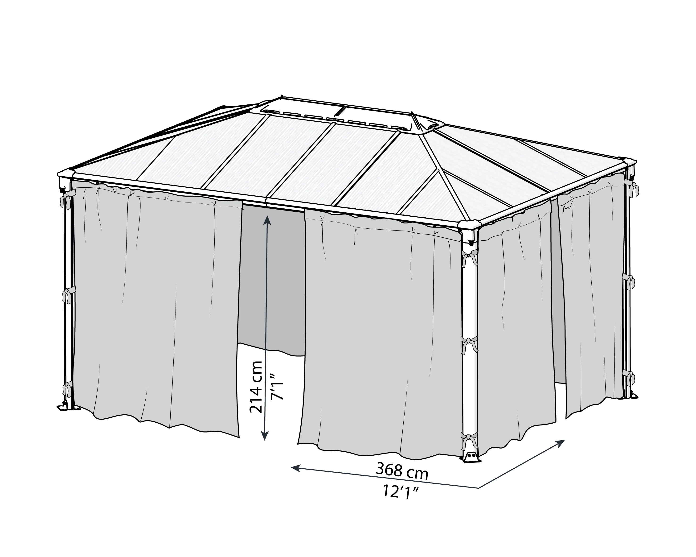 Palermo 3000/3500/3600 + Milano 3000 + Martinique 3600 Gazebo Curtain Set - Image 4