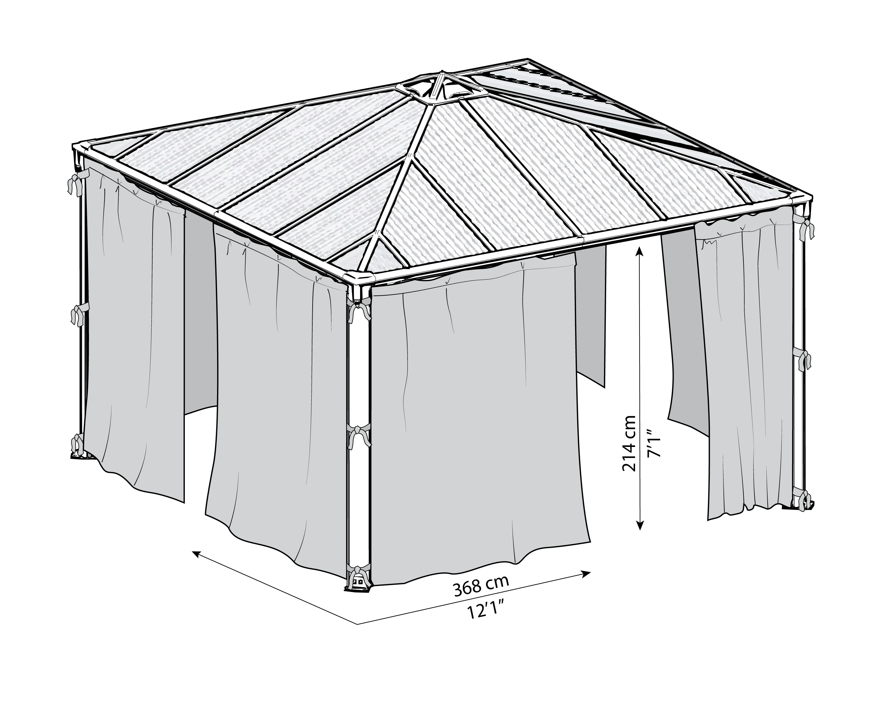 Palermo 3000/3500/3600 + Milano 3000 + Martinique 3600 Gazebo Curtain Set - Image 7