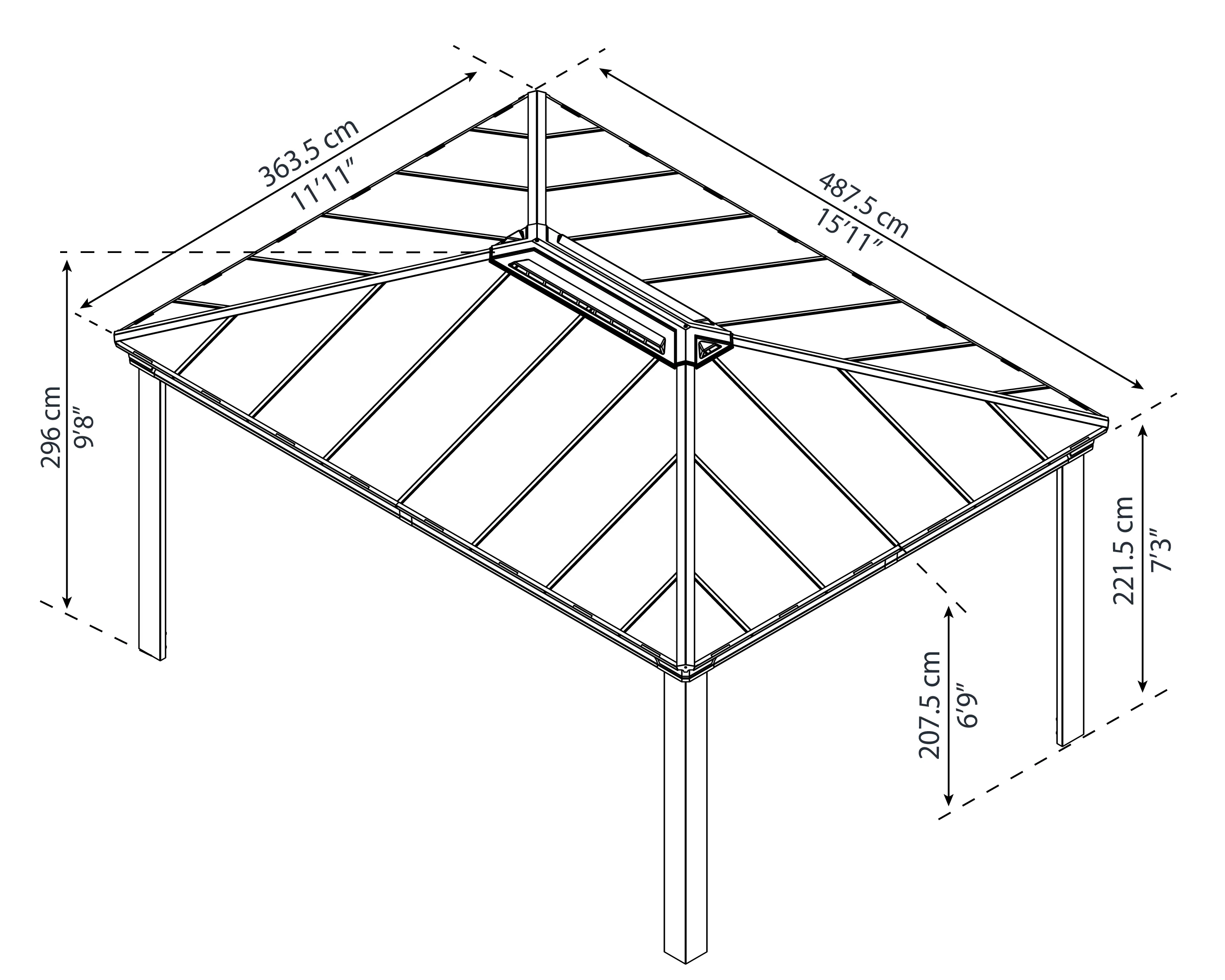 Dallas 3.6m x 5m Garden Gazebo in Grey Aluminium with Polycarbonate Roof - Image 20