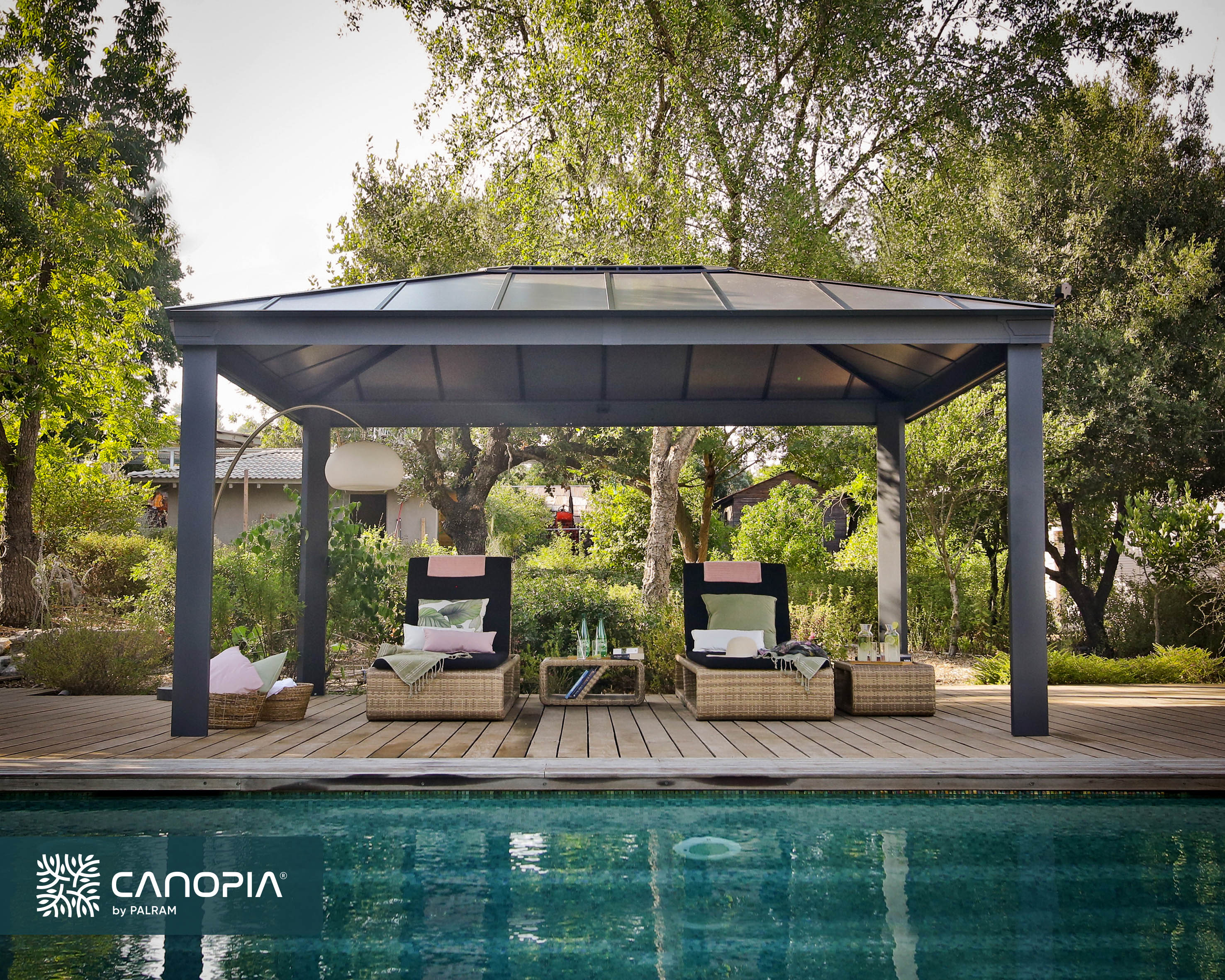 Dallas 3.6m x 5m Garden Gazebo in Grey Aluminium with Polycarbonate Roof - Image 4