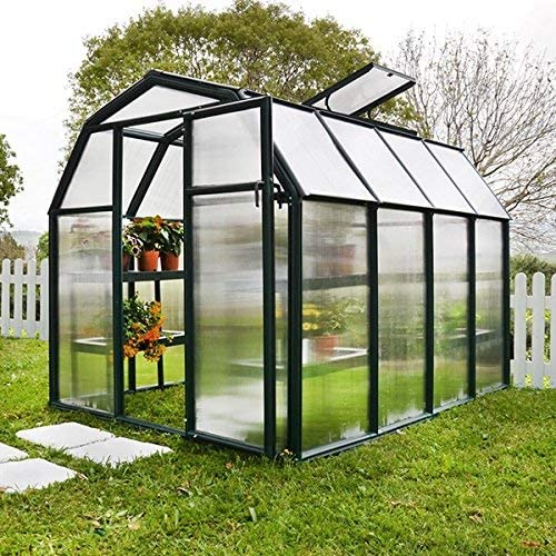 Eco Grow 6' x 8' Greenhouse - Green Frame & Twinwall Polycarbonate Panels - Image 2