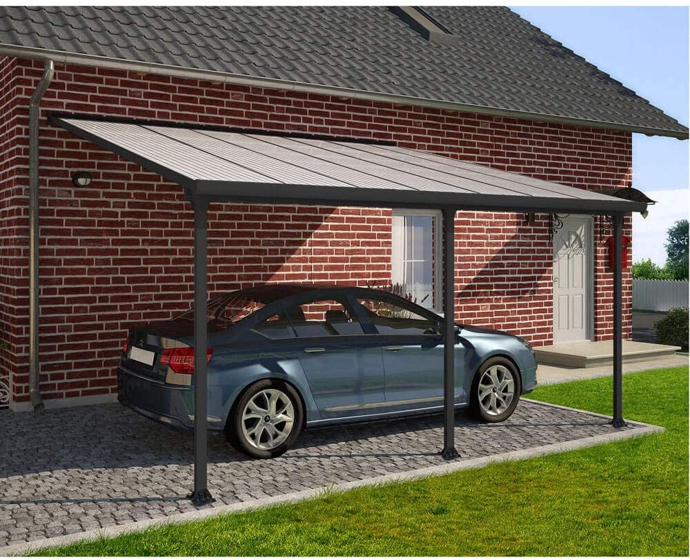 Feria Patio Cover 4m x 8m - Grey Frame & Clear Polycarbonate
