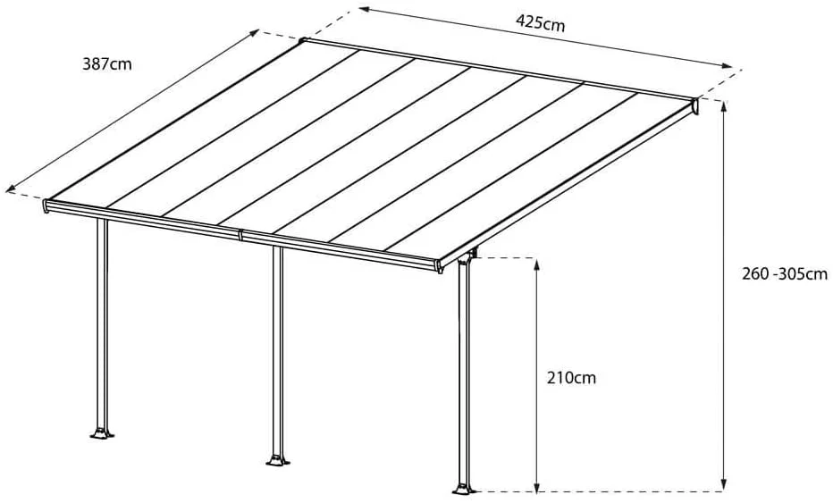Feria Patio Cover 4m x 4m - Grey Frame & Clear Polycarbonate - Image 4