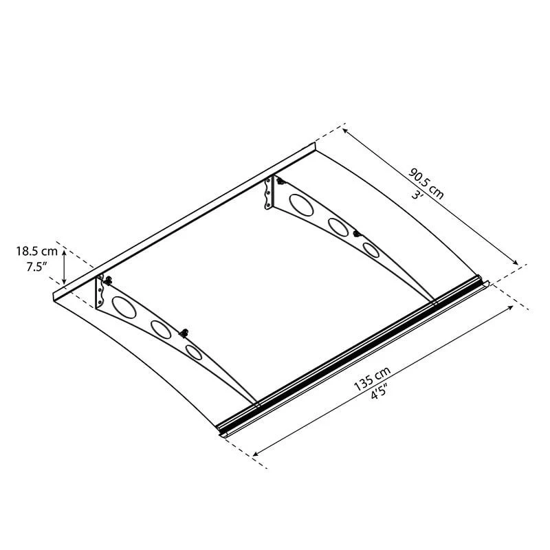 Garamond 1.4m x 0.9m Door Canopy - Grey Frame & Clear Polycarbonate - Image 7