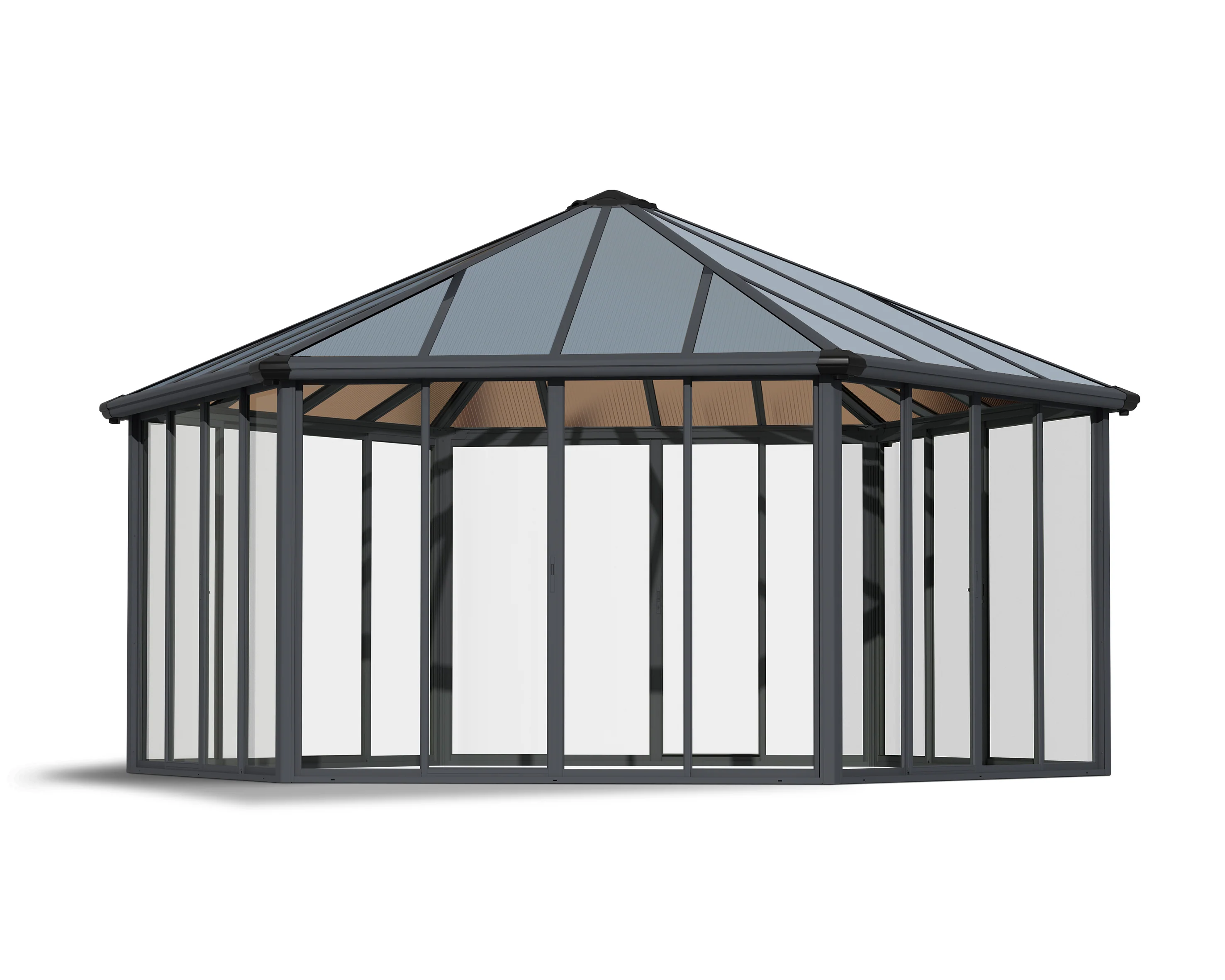 Garda 6m x 5m Hexagonal Enclosed Gazebo Kit - Grey Structure & Hybrid Panels - Image 18