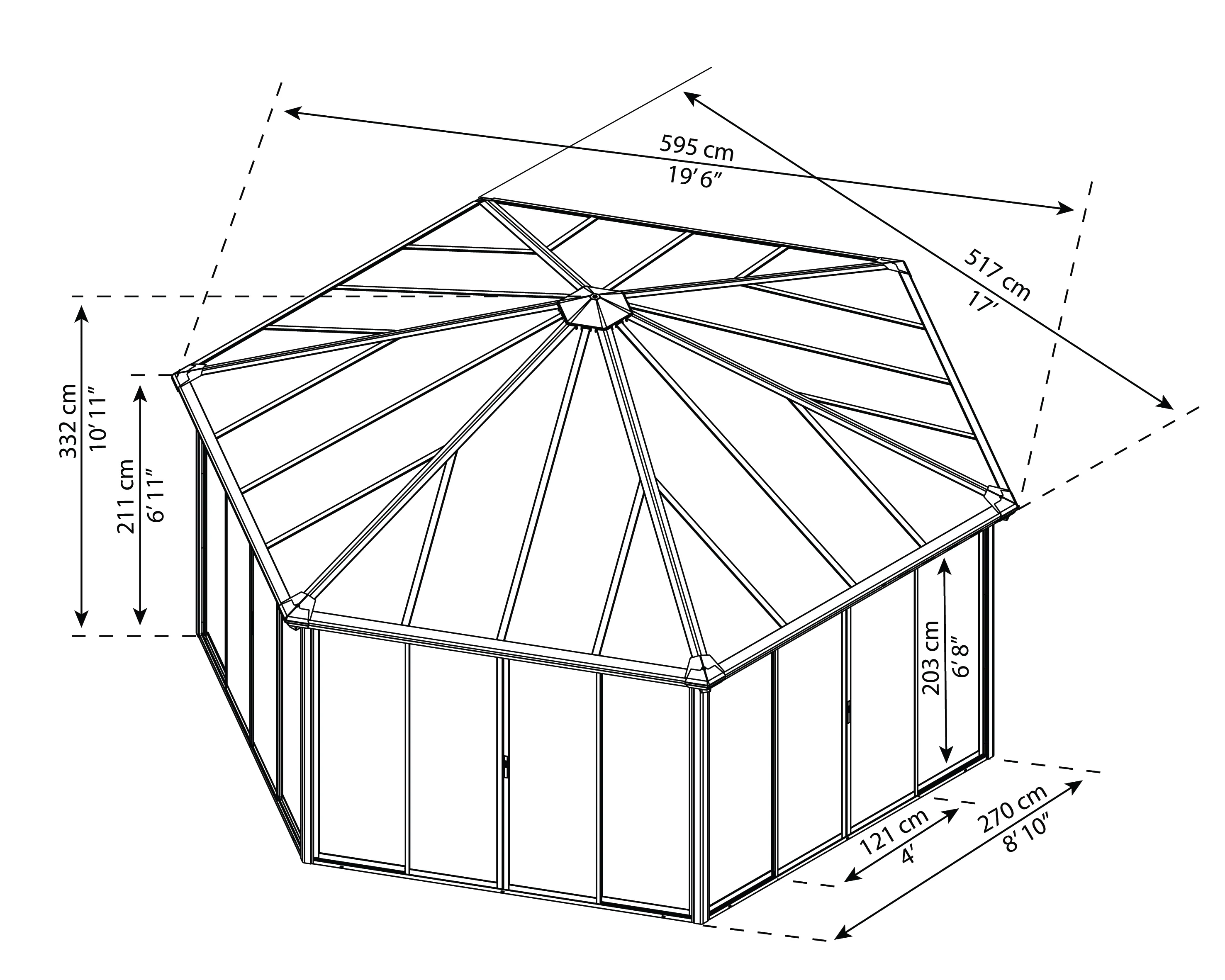 Garda 6m x 5m Hexagonal Enclosed Gazebo Kit - Grey Structure & Hybrid Panels - Image 19