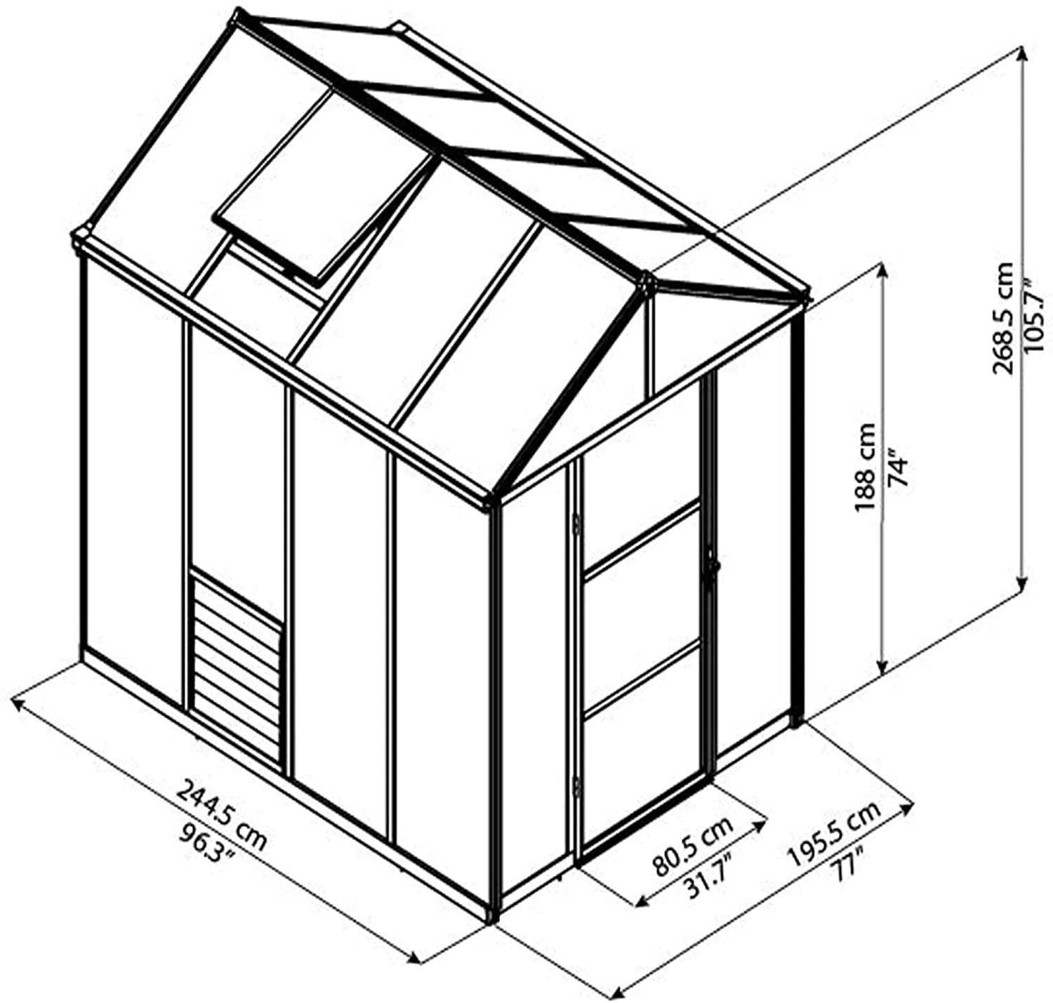 Glory 6' x 8' Greenhouse - Grey Frame & Multiwall Polycarbonate Panels - Image 5