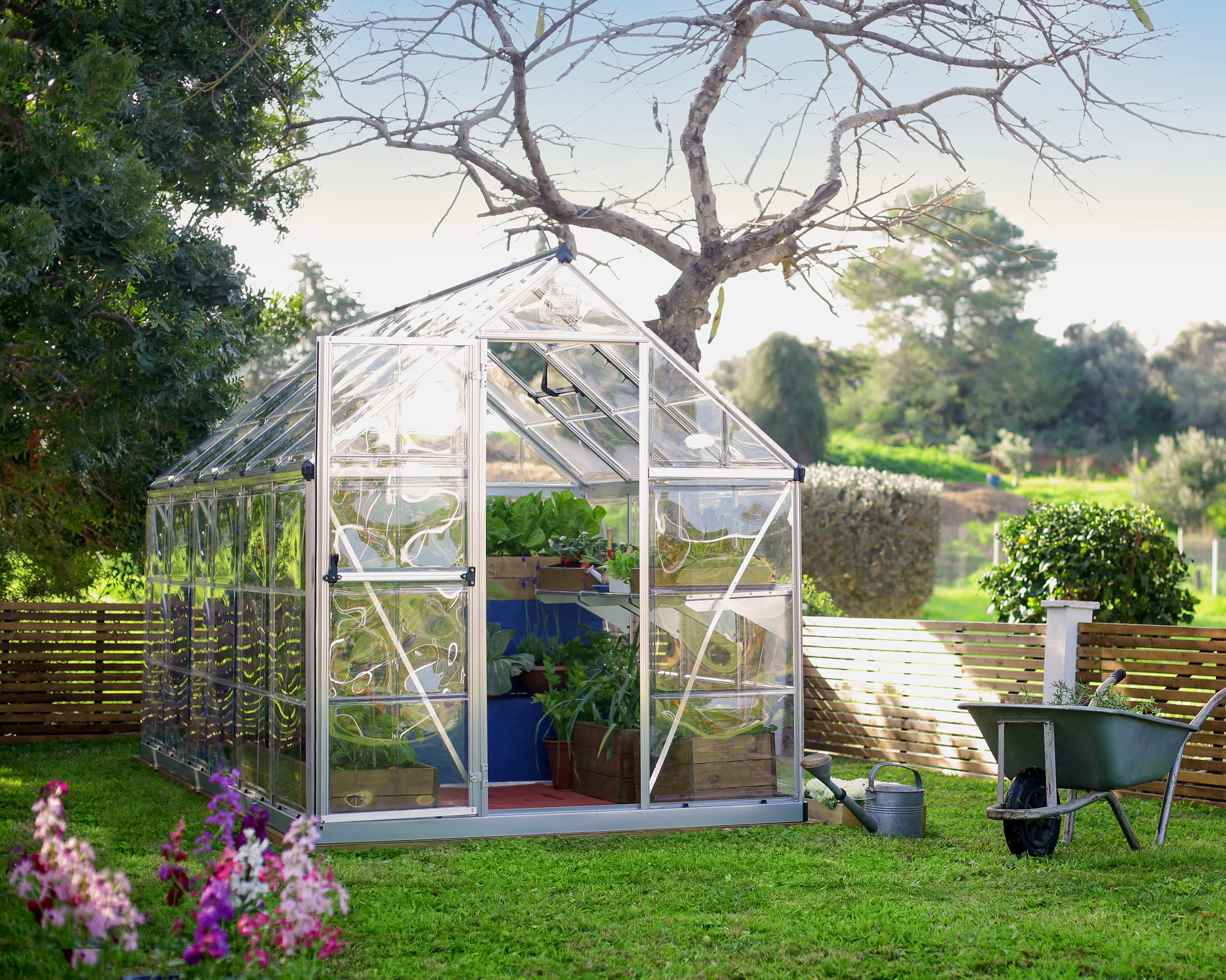 Harmony 6' x 12' Greenhouse - Silver Frame & Clear Polycarbonate Panels - Image 11