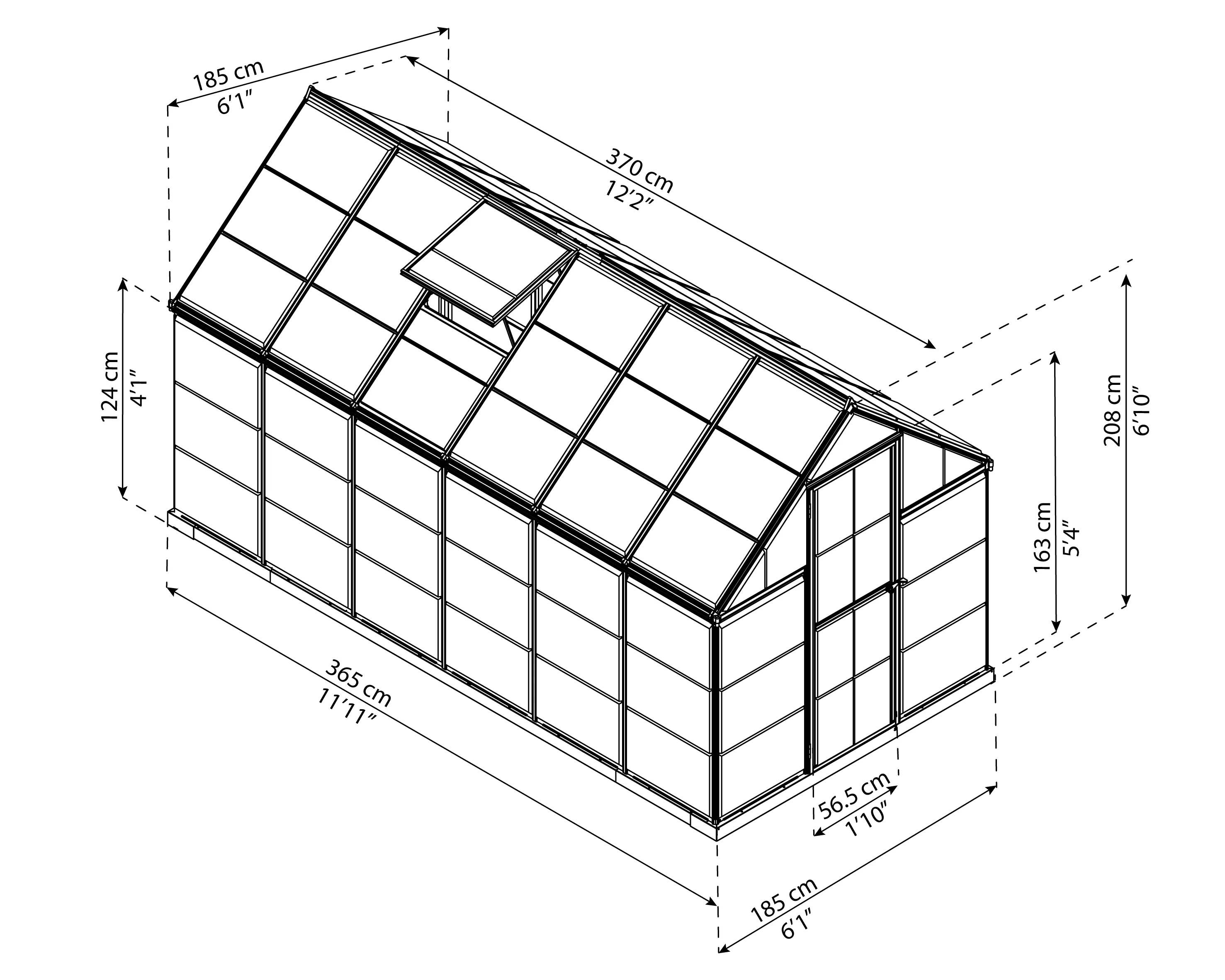 Harmony 6' x 12' Greenhouse - Silver Frame & Clear Polycarbonate Panels - Image 12