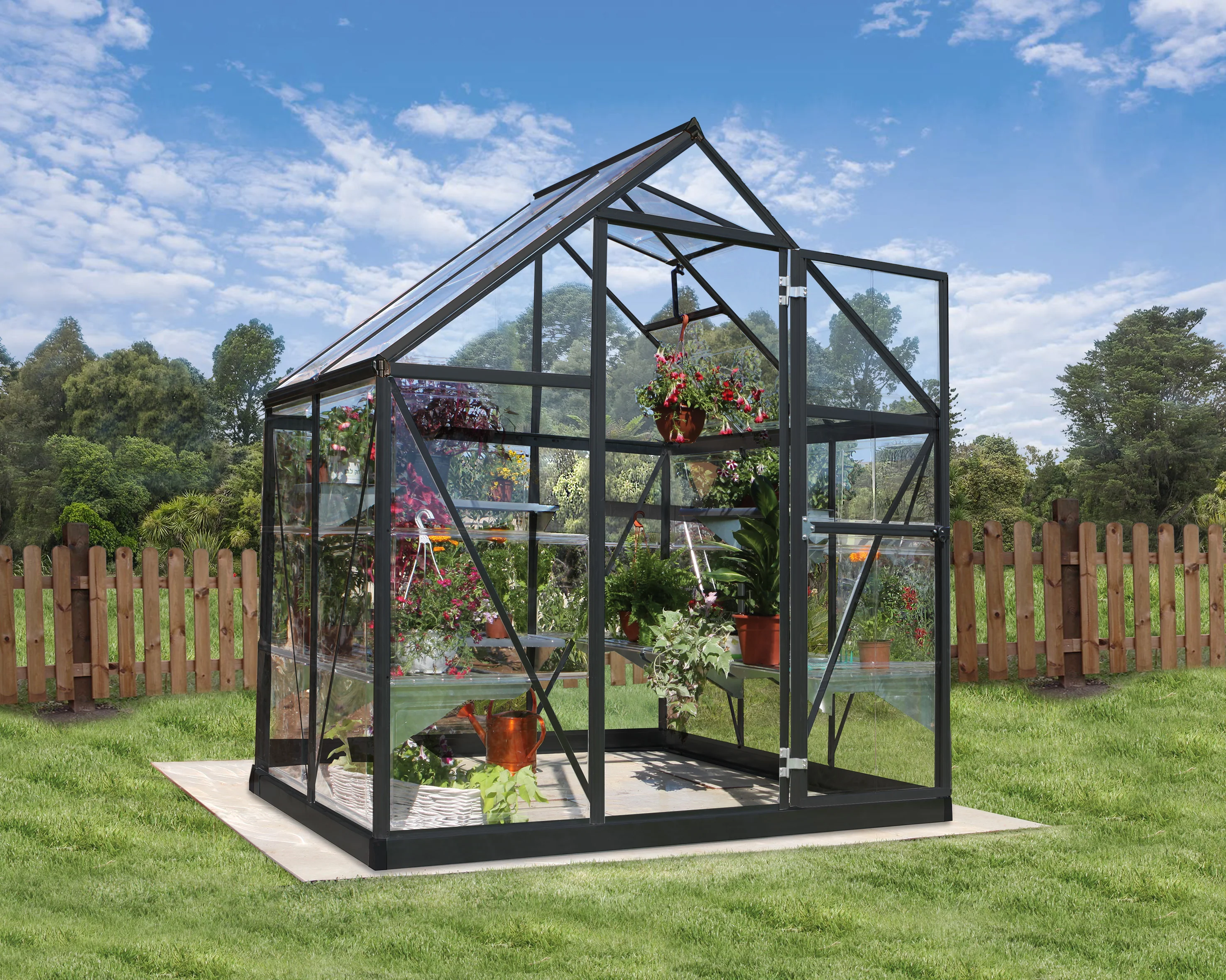 Harmony 6' x 4' Greenhouse - Grey Frame & Clear Polycarbonate Panels