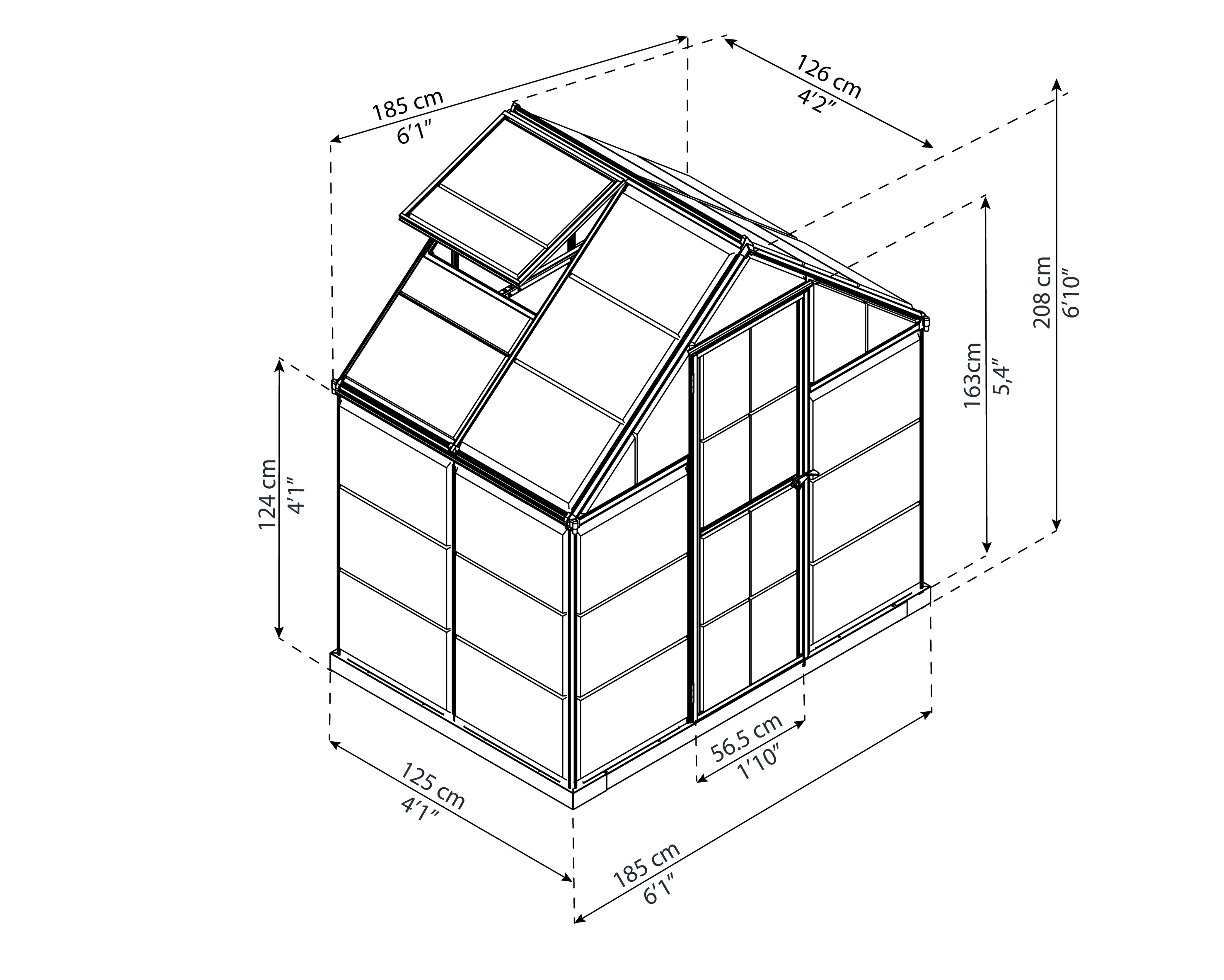 Harmony 6' x 4' Greenhouse - Grey Frame & Clear Polycarbonate Panels - Image 4