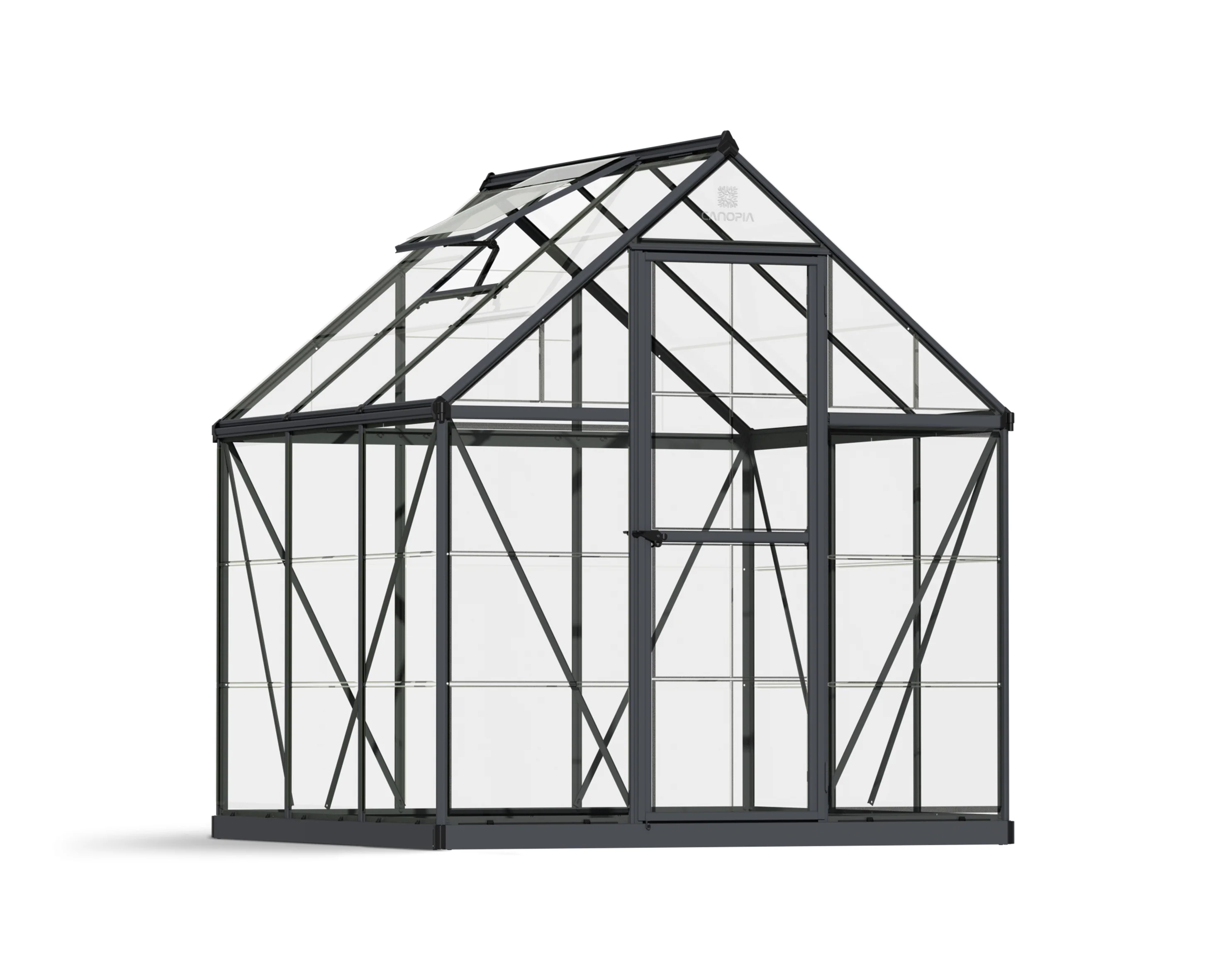 Harmony 6' x 6' Greenhouse - Grey Frame & Clear Polycarbonate Panels - Image 3