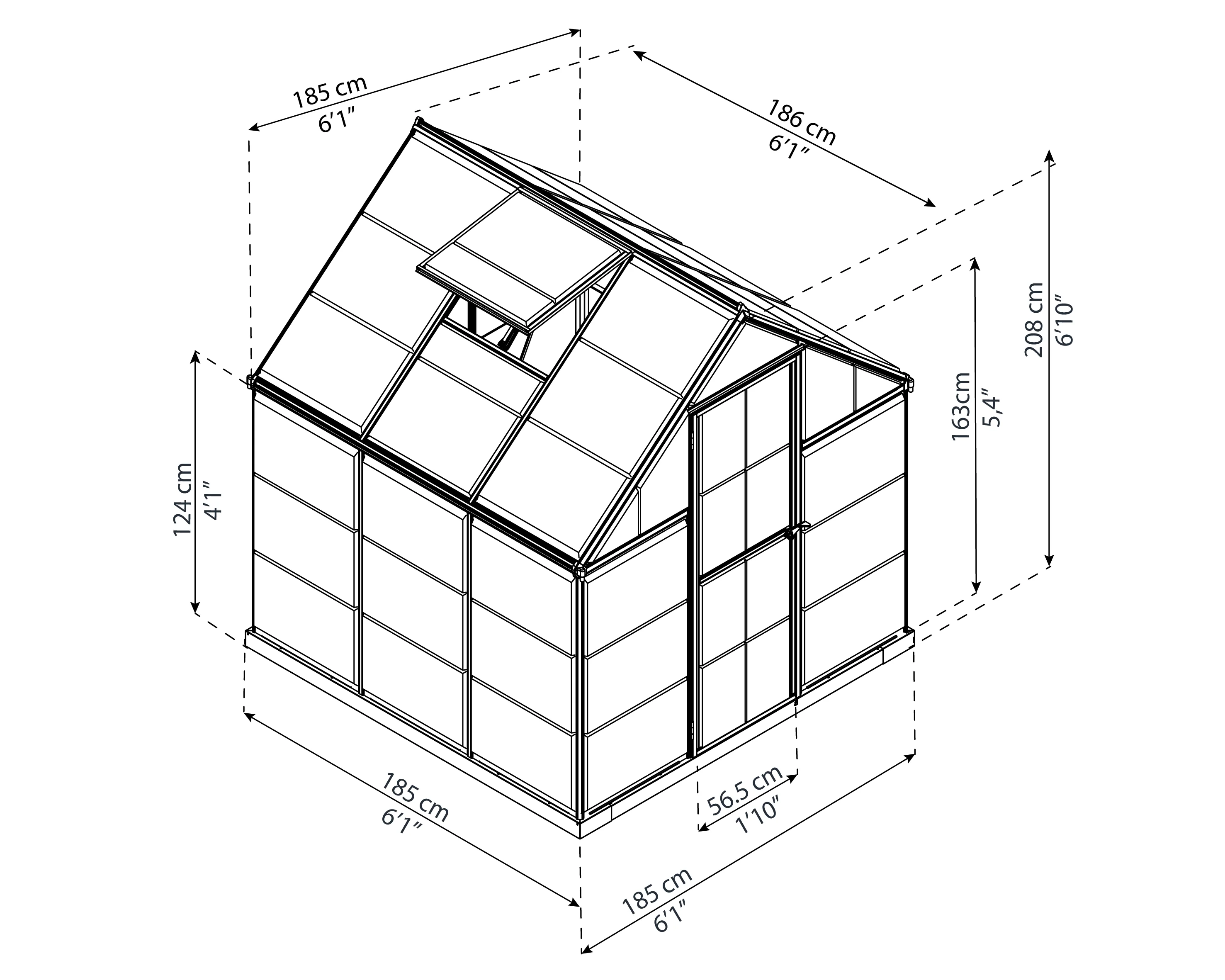 Harmony 6' x 6' Greenhouse - Grey Frame & Clear Polycarbonate Panels - Image 4