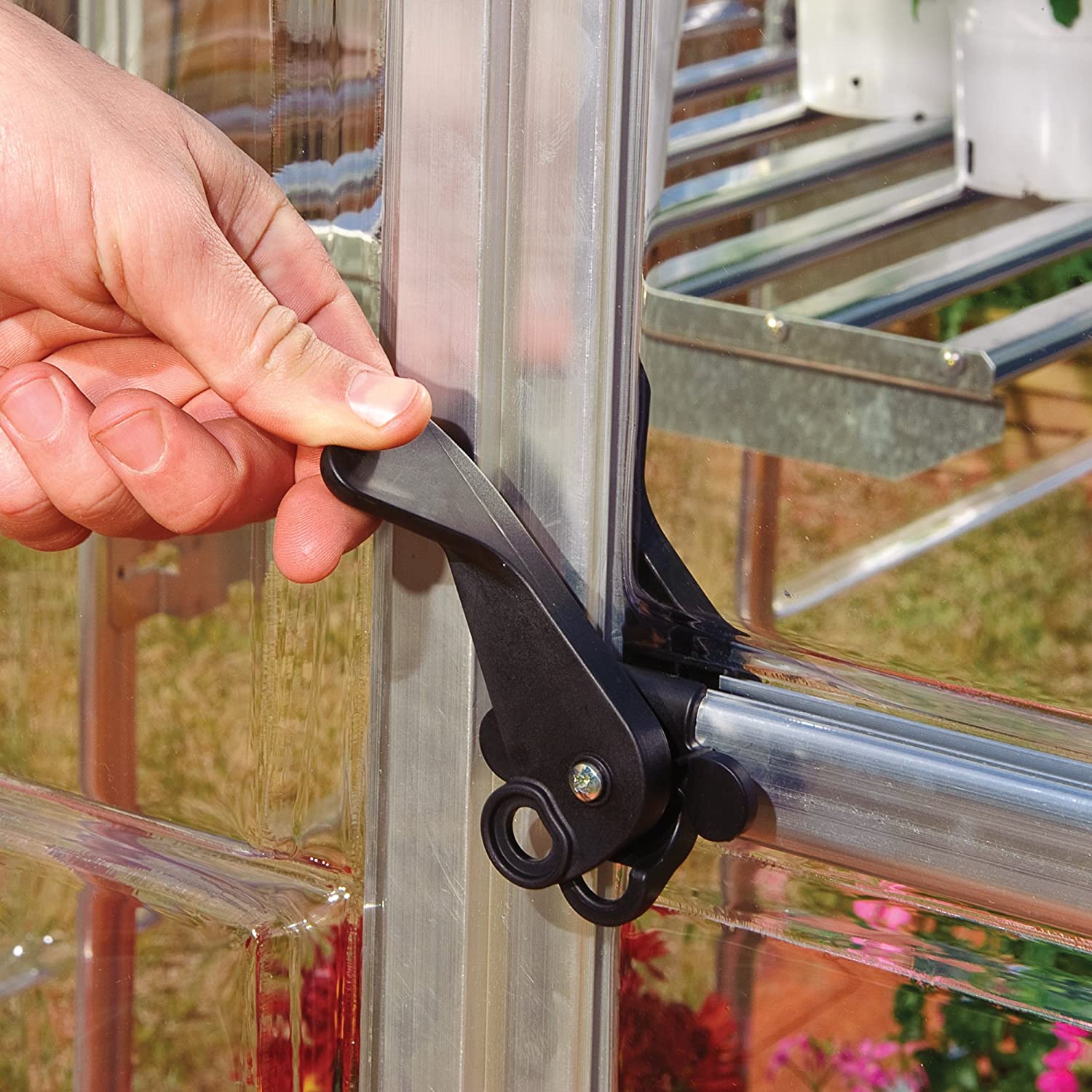 Harmony 6' x 10' Greenhouse - Silver Frame & Clear Polycarbonate Panels - Image 4