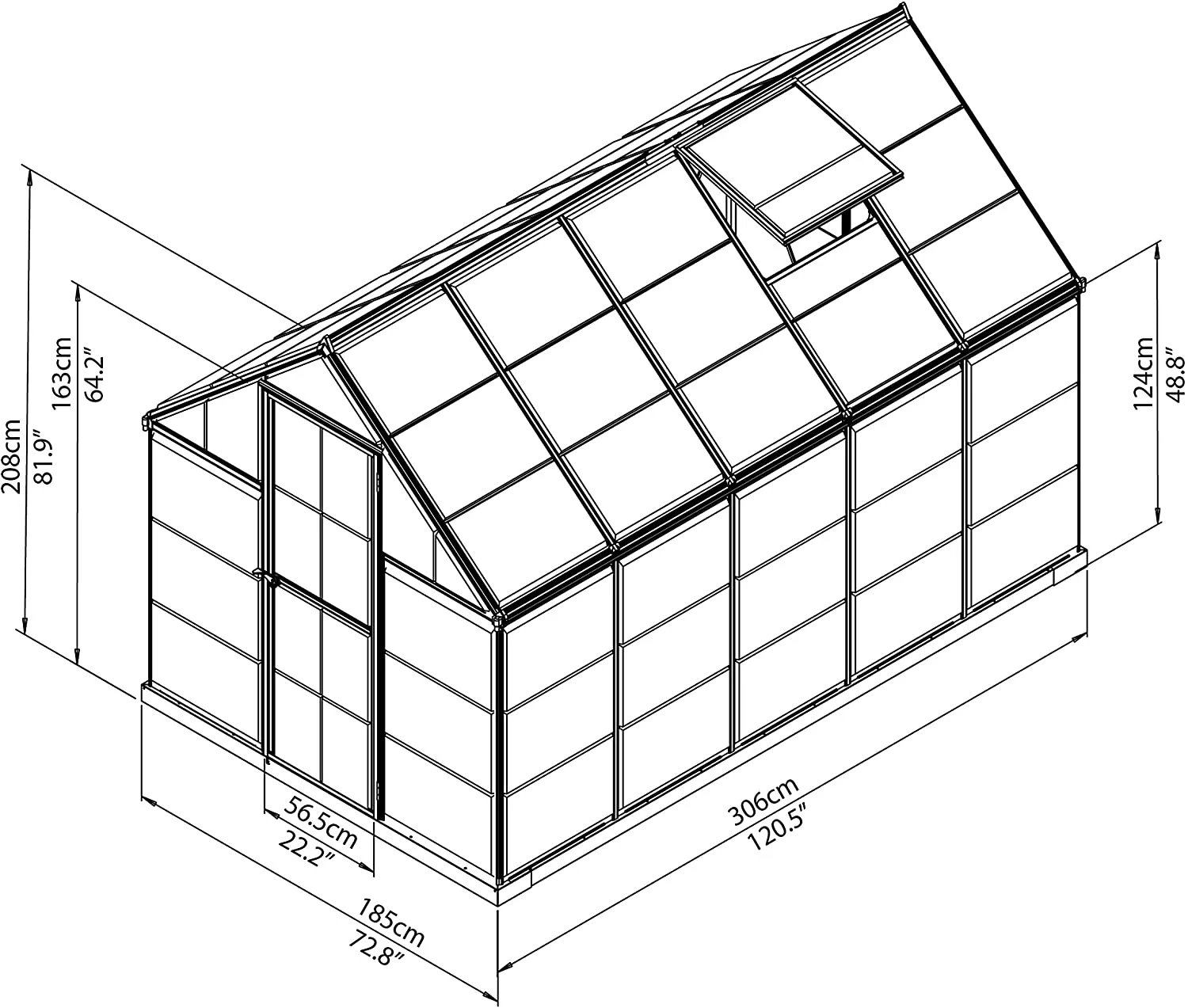 Harmony 6' x 10' Greenhouse - Silver Frame & Clear Polycarbonate Panels - Image 5