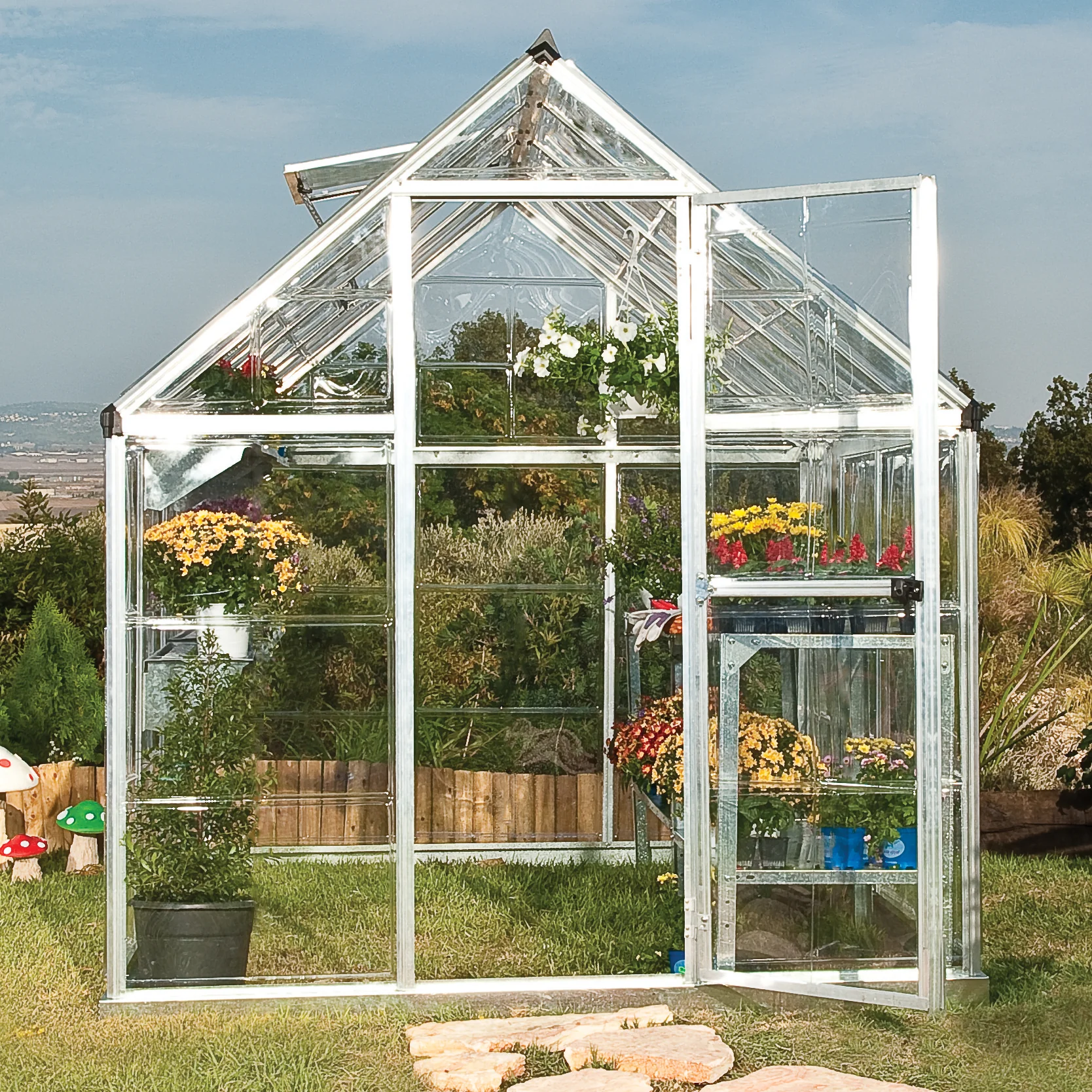 Harmony 6' x 14' Greenhouse - Silver Frame & Clear Polycarbonate Panels - Image 15