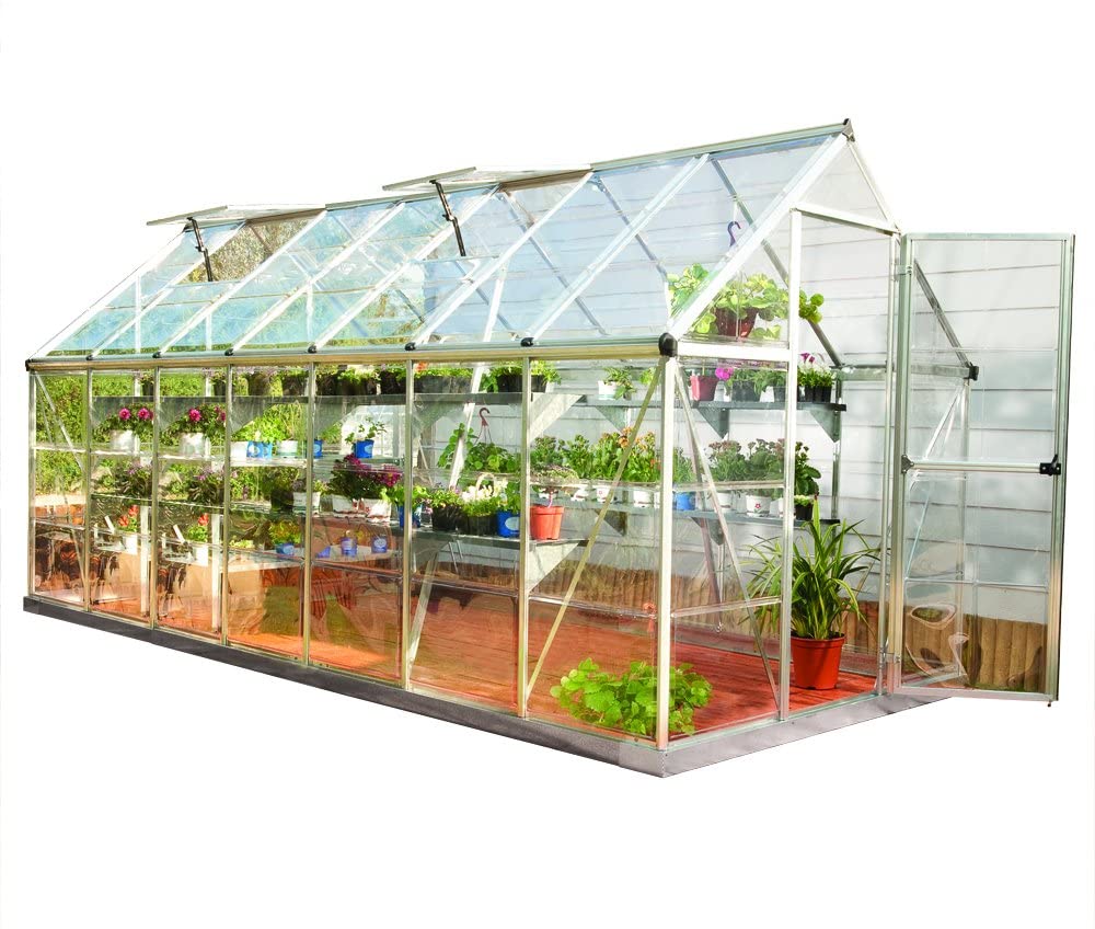 Harmony 6' x 14' Greenhouse - Silver Frame & Clear Polycarbonate Panels - Image 3