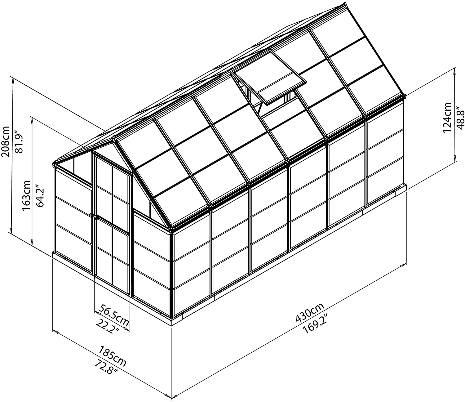 Harmony 6' x 14' Greenhouse - Silver Frame & Clear Polycarbonate Panels - Image 5