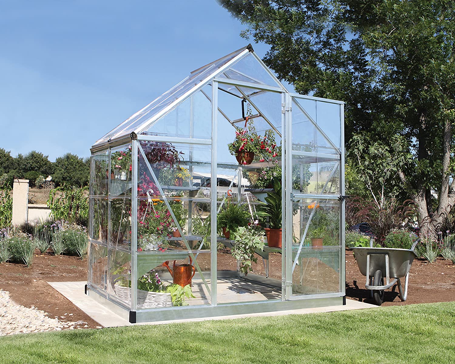 Harmony 6' x 4' Greenhouse - Silver Frame & Clear Polycarbonate Panels - Image 2