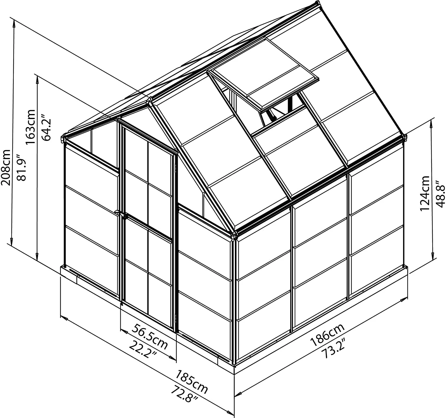 Harmony 6' x 6' Greenhouse - Silver Frame & Clear Polycarbonate Panels - Image 6