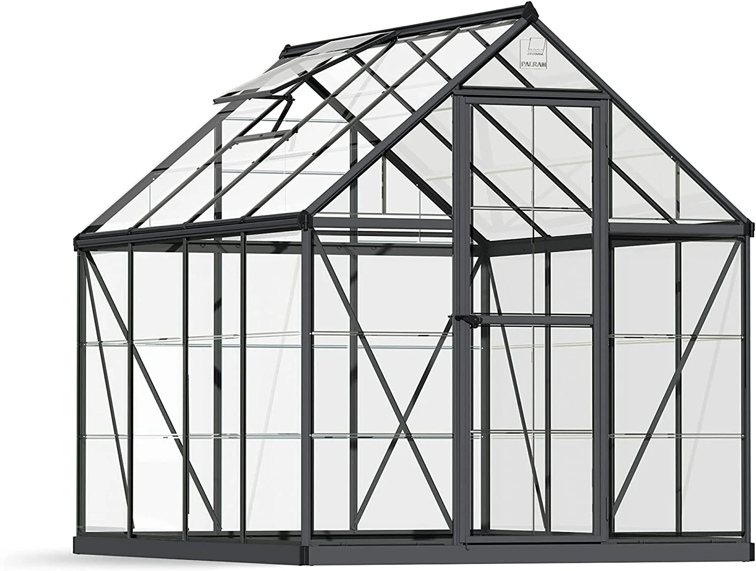 Harmony 6' x 8' Greenhouse - Grey Frame & Clear Polycarbonate Panels - Image 4
