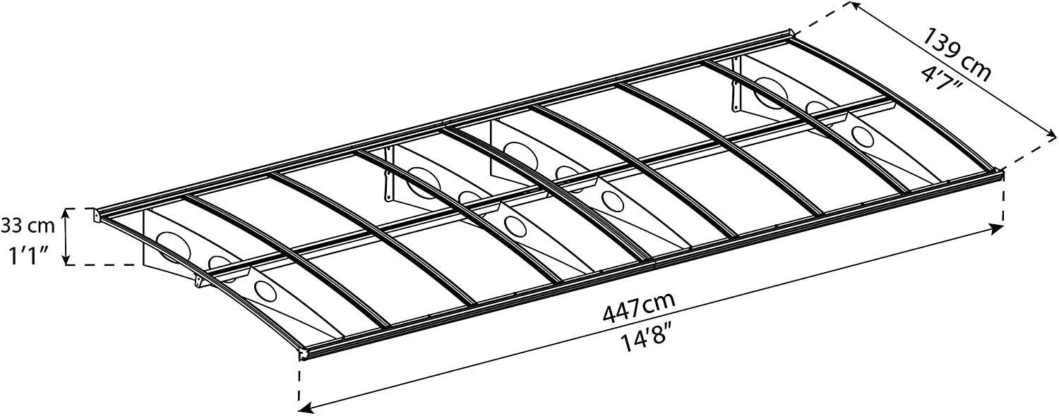 Herald 4.5m x 1.4m Door Canopy - Grey Frame & Twinwall Polycarbonate - Image 4