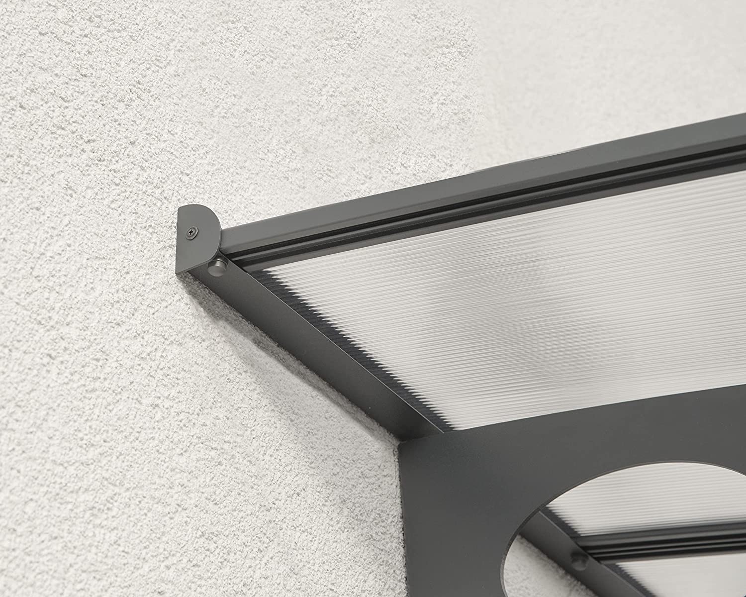 Herald 4.5m x 1.4m Door Canopy - Grey Frame & Twinwall Polycarbonate - Image 5