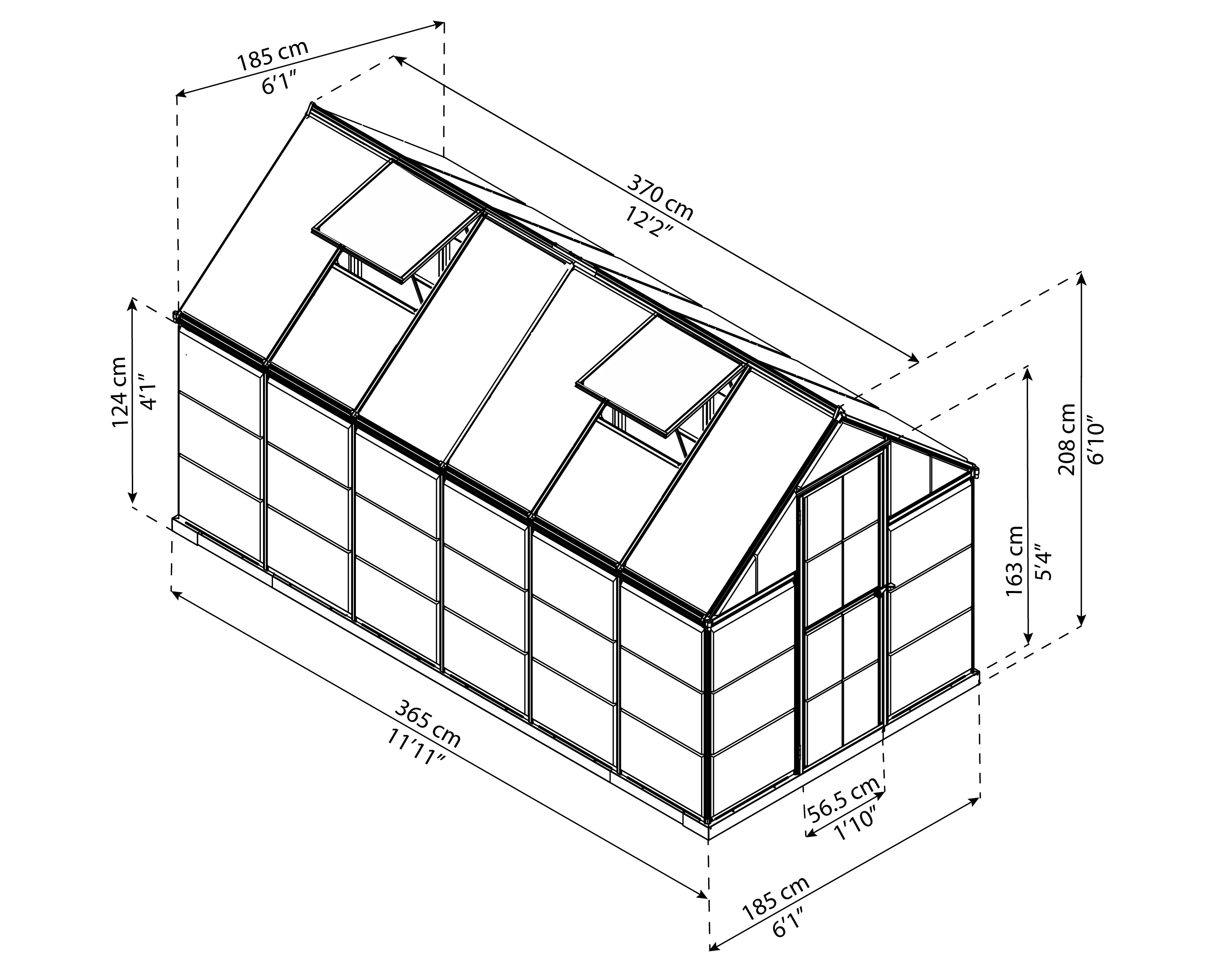 Hybrid 6' x 12' Greenhouse - Green Frame & Hybrid Polycarbonate Panels - Image 12
