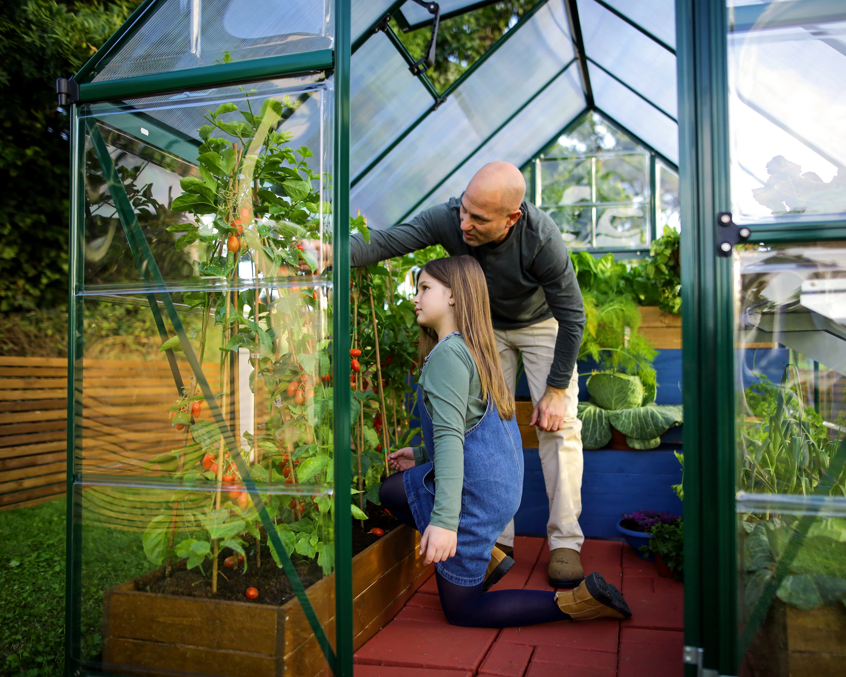 Hybrid 6' x 12' Greenhouse - Green Frame & Hybrid Polycarbonate Panels - Image 2