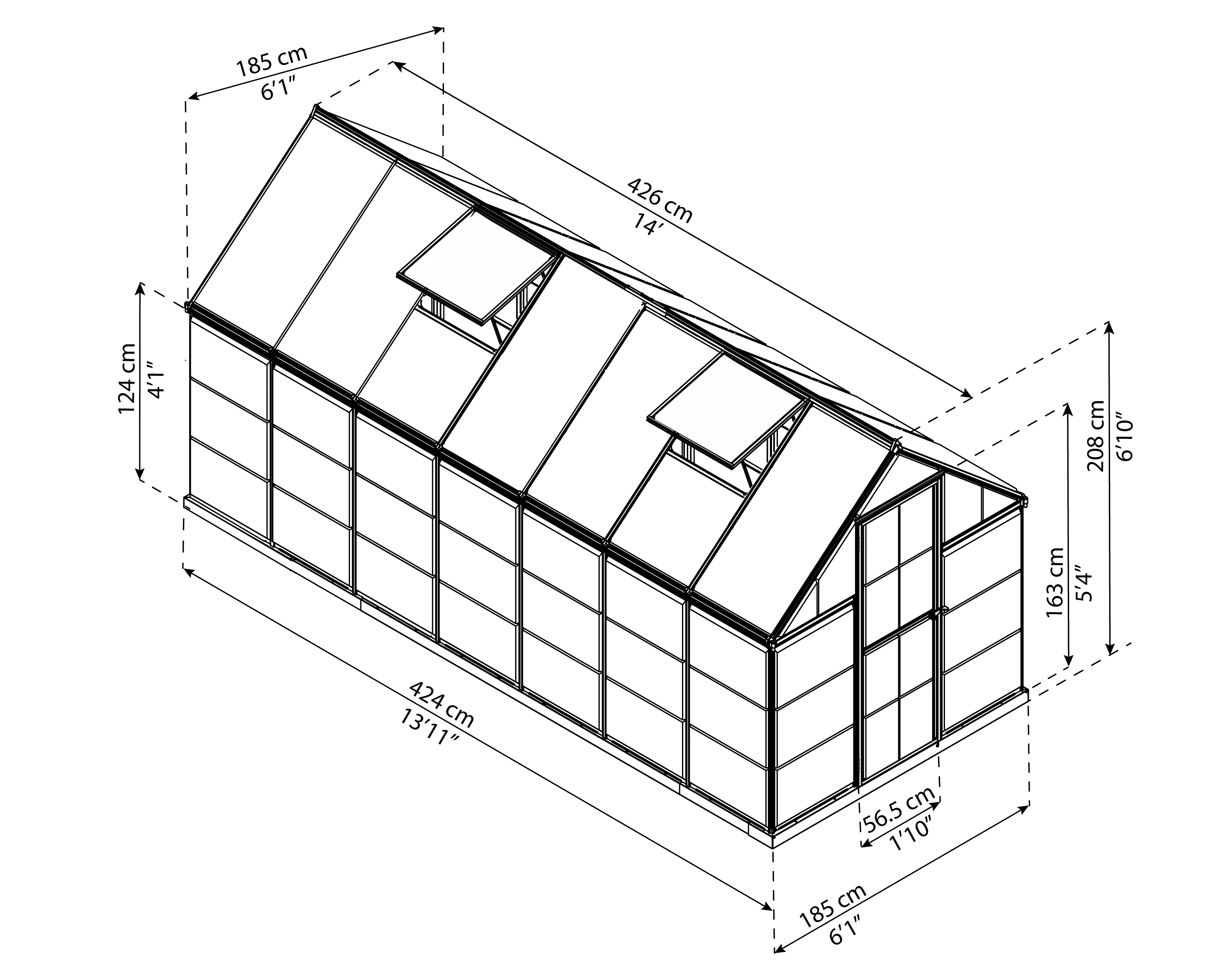 Hybrid 6' x 14' Greenhouse - Silver Frame & Hybrid Polycarbonate Panels - Image 6