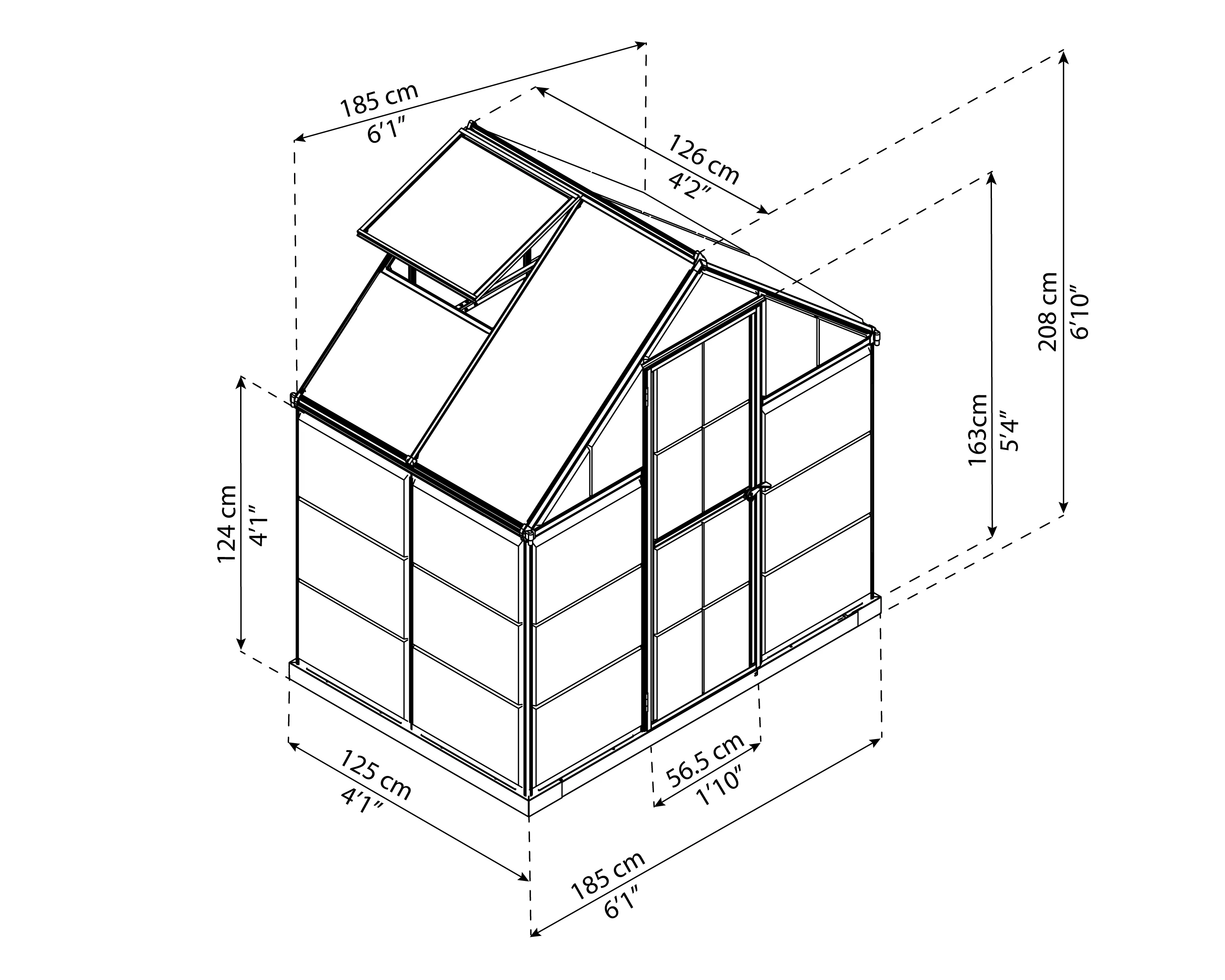 Hybrid 6' x 4' Greenhouse - Green Frame & Hybrid Polycarbonate Panels - Image 11