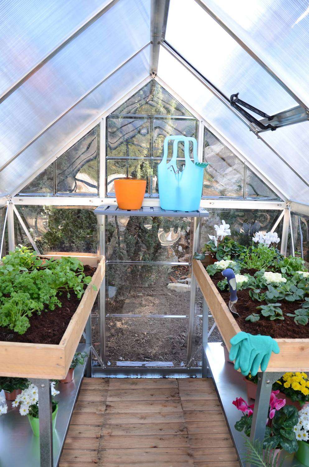 Hybrid 6' x 12' Greenhouse - Silver Frame & Hybrid Polycarbonate Panels - Image 2