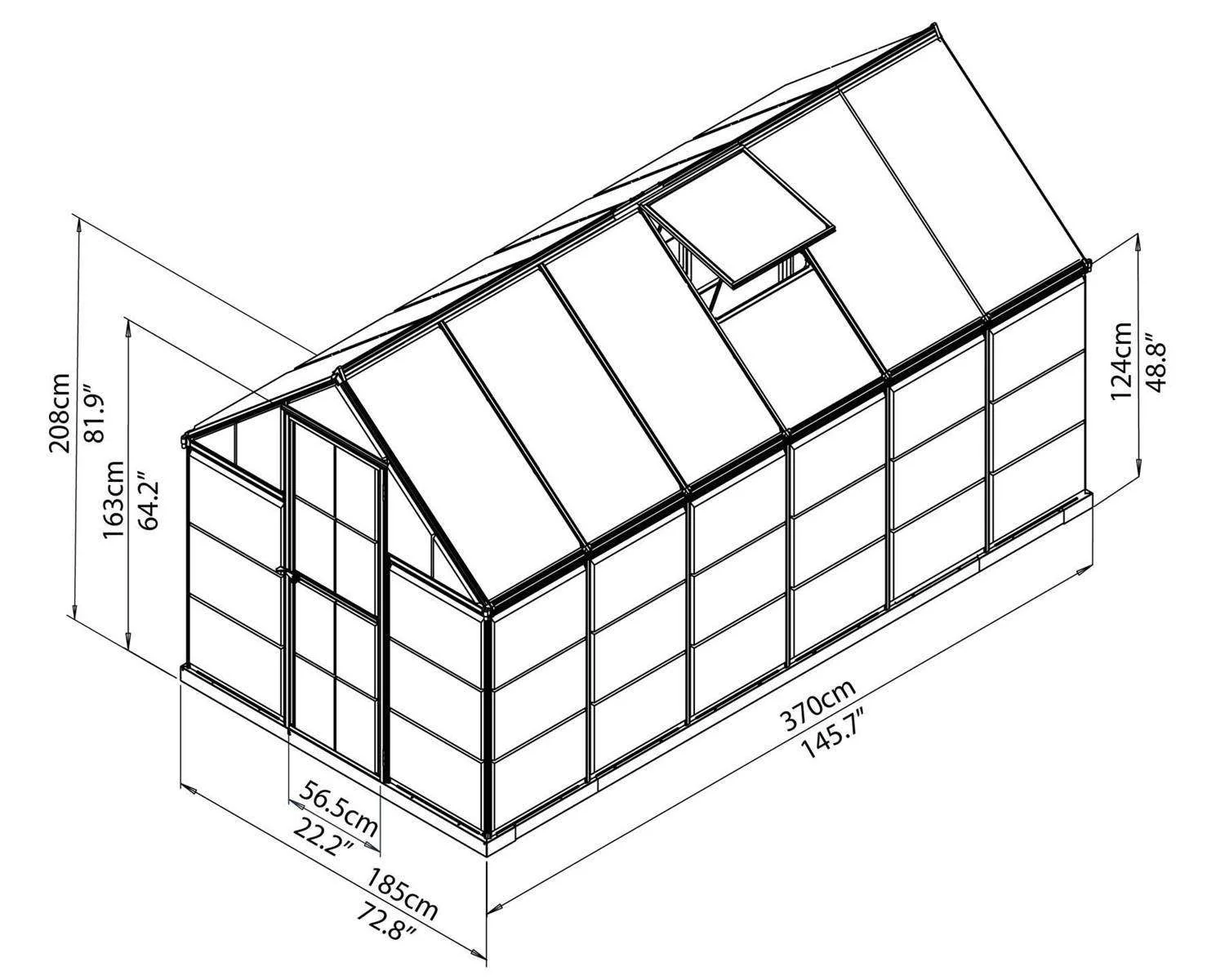Hybrid 6' x 12' Greenhouse - Silver Frame & Hybrid Polycarbonate Panels - Image 6