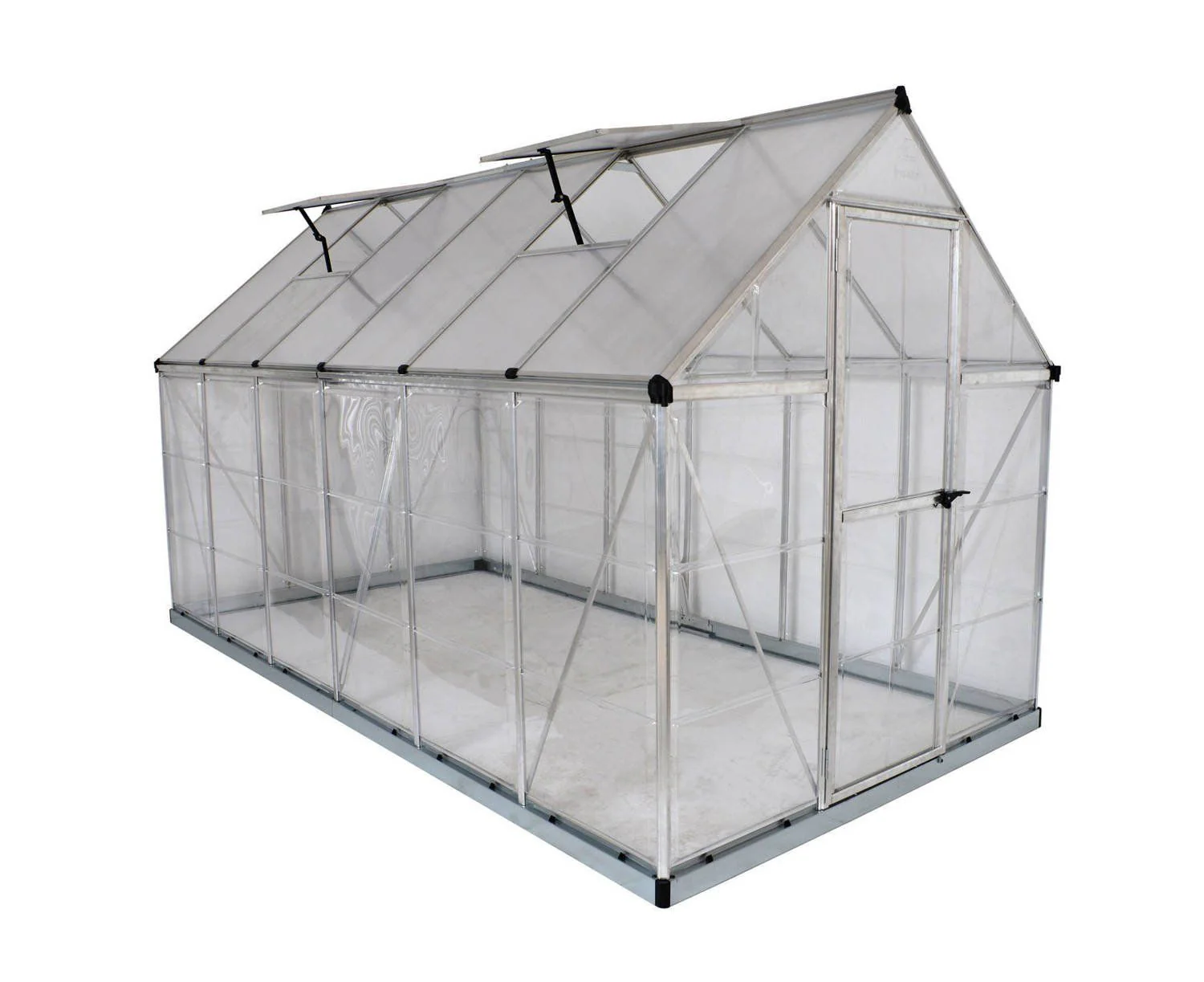 Hybrid 6' x 12' Greenhouse - Silver Frame & Hybrid Polycarbonate Panels - Image 8