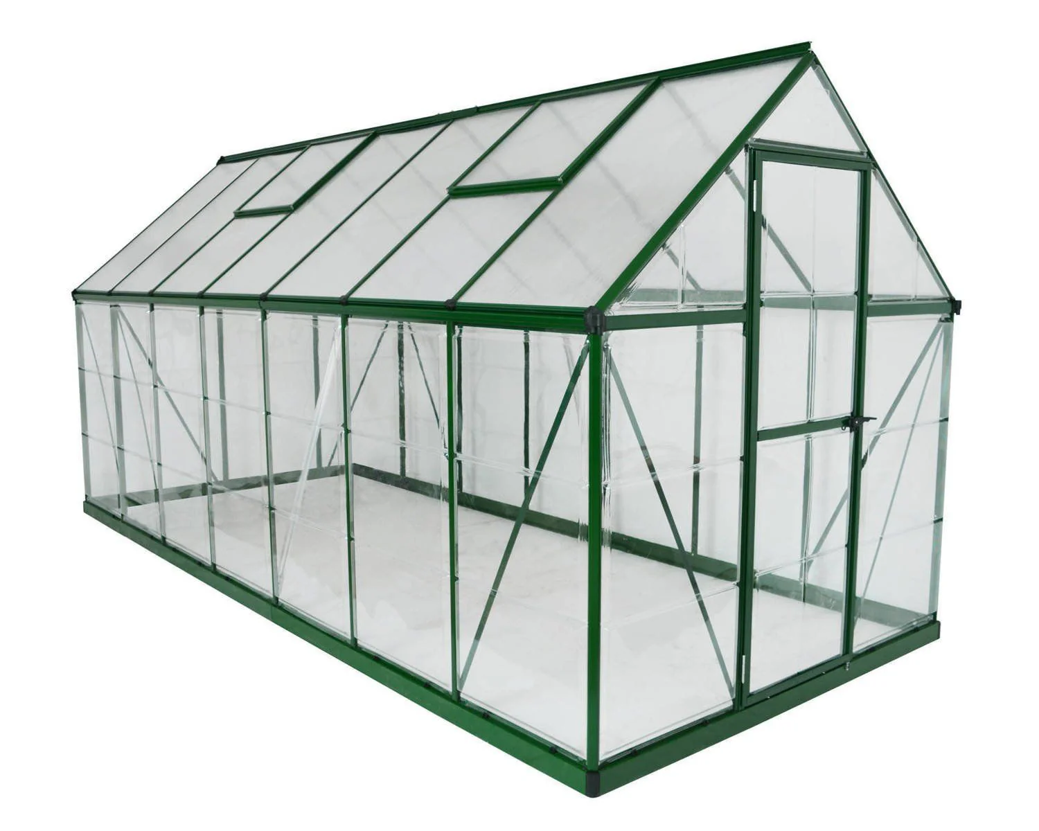 Hybrid 6' x 12' Greenhouse - Green Frame & Hybrid Polycarbonate Panels - Image 6