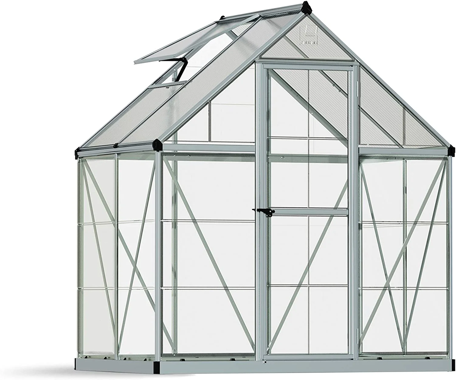 Hybrid 6' x 4' Greenhouse - Silver Frame & Hybrid Polycarbonate Panels - Image 3