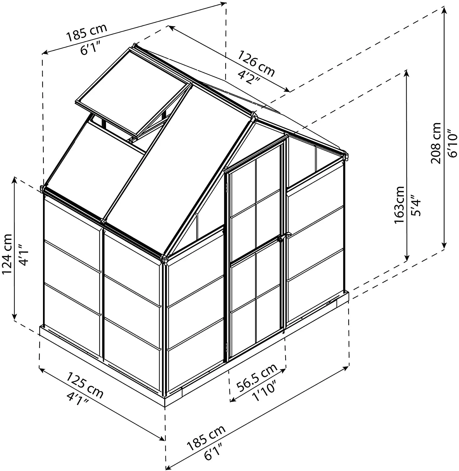 Hybrid 6' x 4' Greenhouse - Silver Frame & Hybrid Polycarbonate Panels - Image 9
