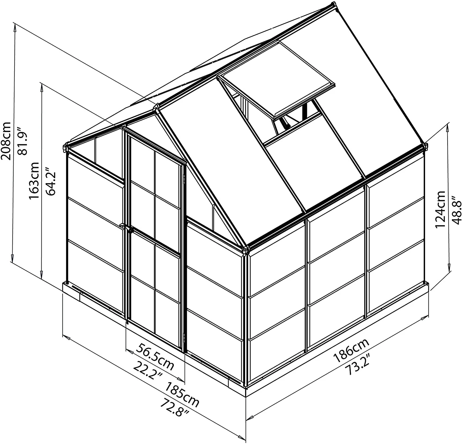 Hybrid 6' x 6' Greenhouse - Silver Frame & Hybrid Polycarbonate Panels - Image 4
