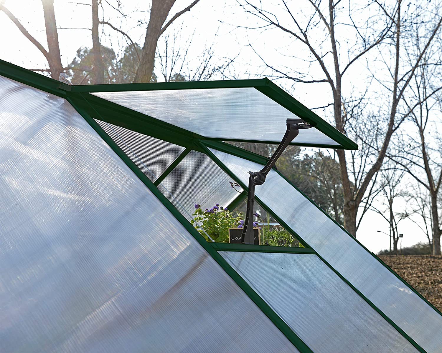 Hybrid 6' x 8' Greenhouse - Green Frame & Hybrid Polycarbonate Panels - Image 2