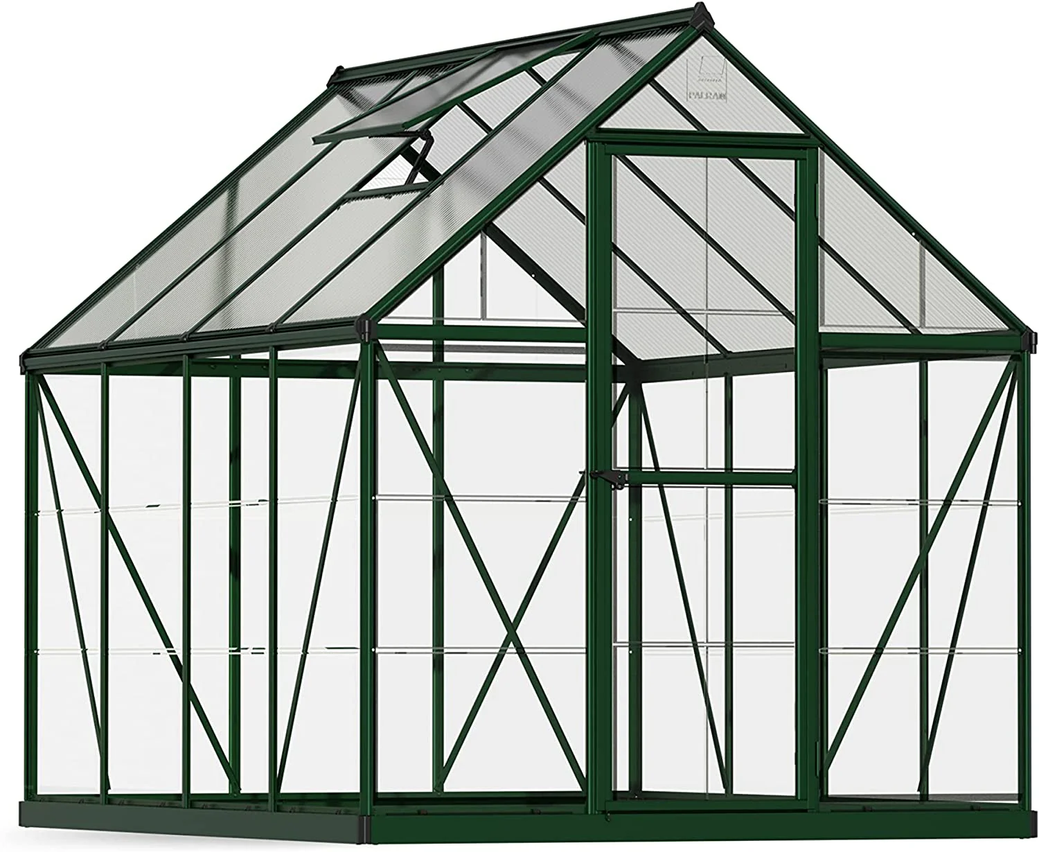 Hybrid 6' x 8' Greenhouse - Green Frame & Hybrid Polycarbonate Panels - Image 6