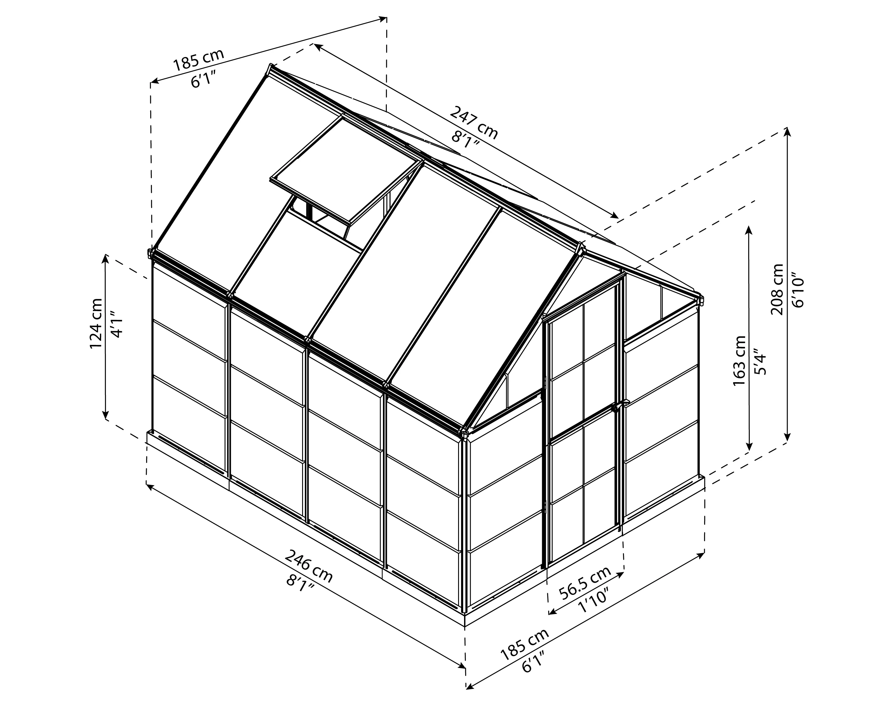 Hybrid 6' x 8' Greenhouse - Grey Frame & Hybrid Polycarbonate Panels - Image 5