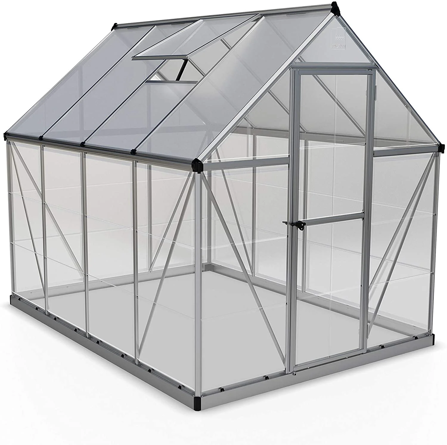 Hybrid 6' x 8' Greenhouse - Silver Frame & Hybrid Polycarbonate Panels - Image 3
