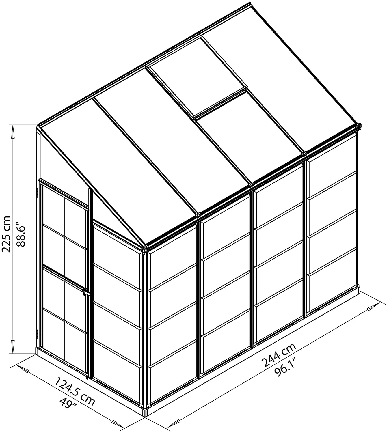 8' x 4' Lean-To Greenhouse - Silver Frame & Clear Polycarbonate Panels - Image 4