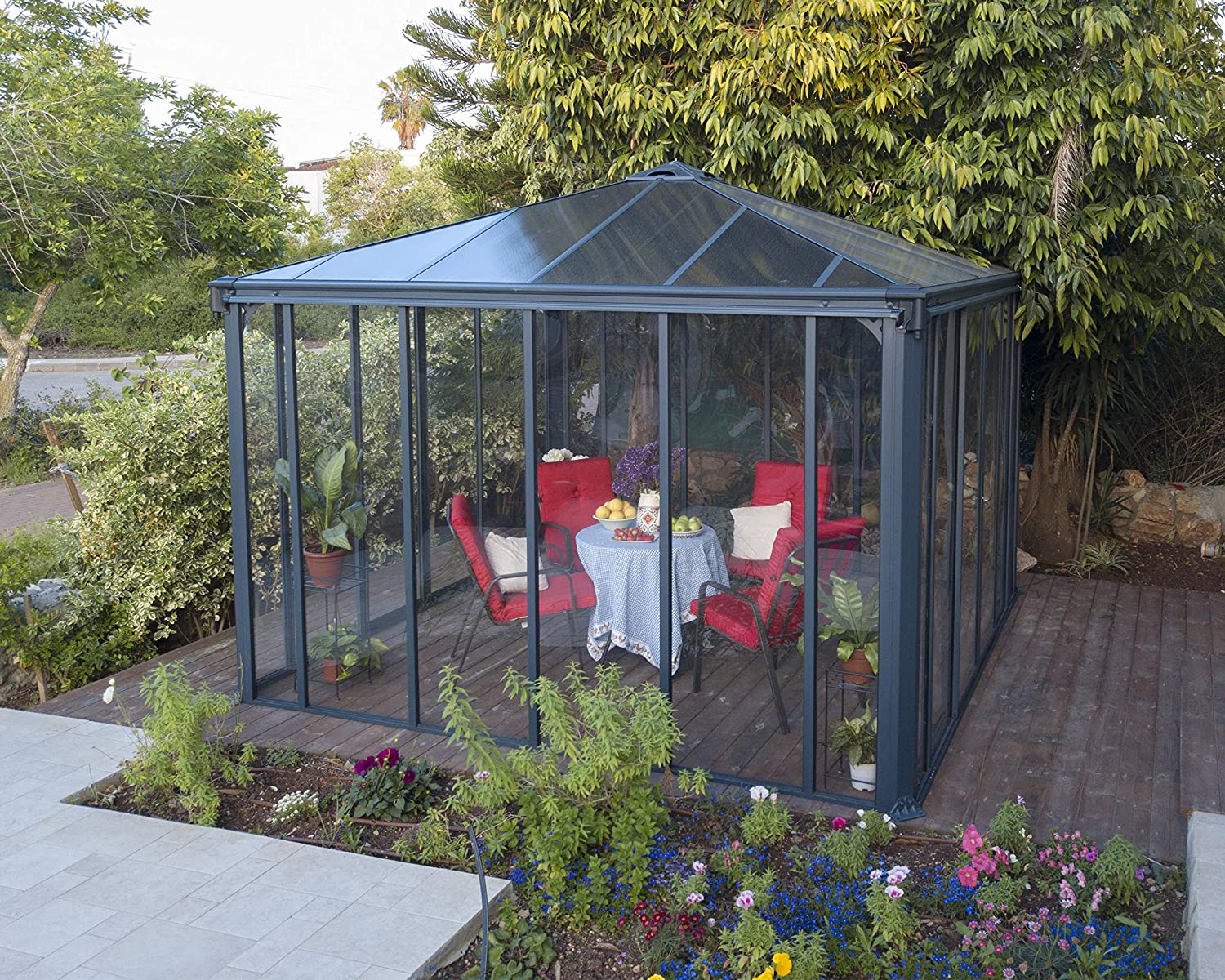 Ledro 3.6m x 3.6m Enclosed Gazebo Kit - Grey Structure & Hybrid Panels - Image 5