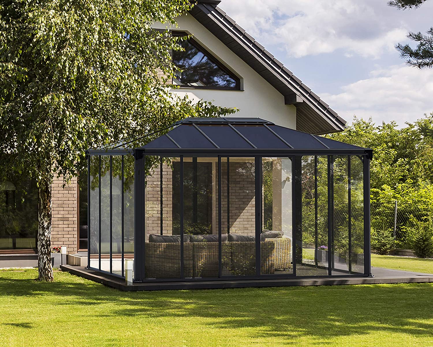 Ledro 3m x 4.3m Enclosed Gazebo Kit - Grey Structure & Hybrid Panels