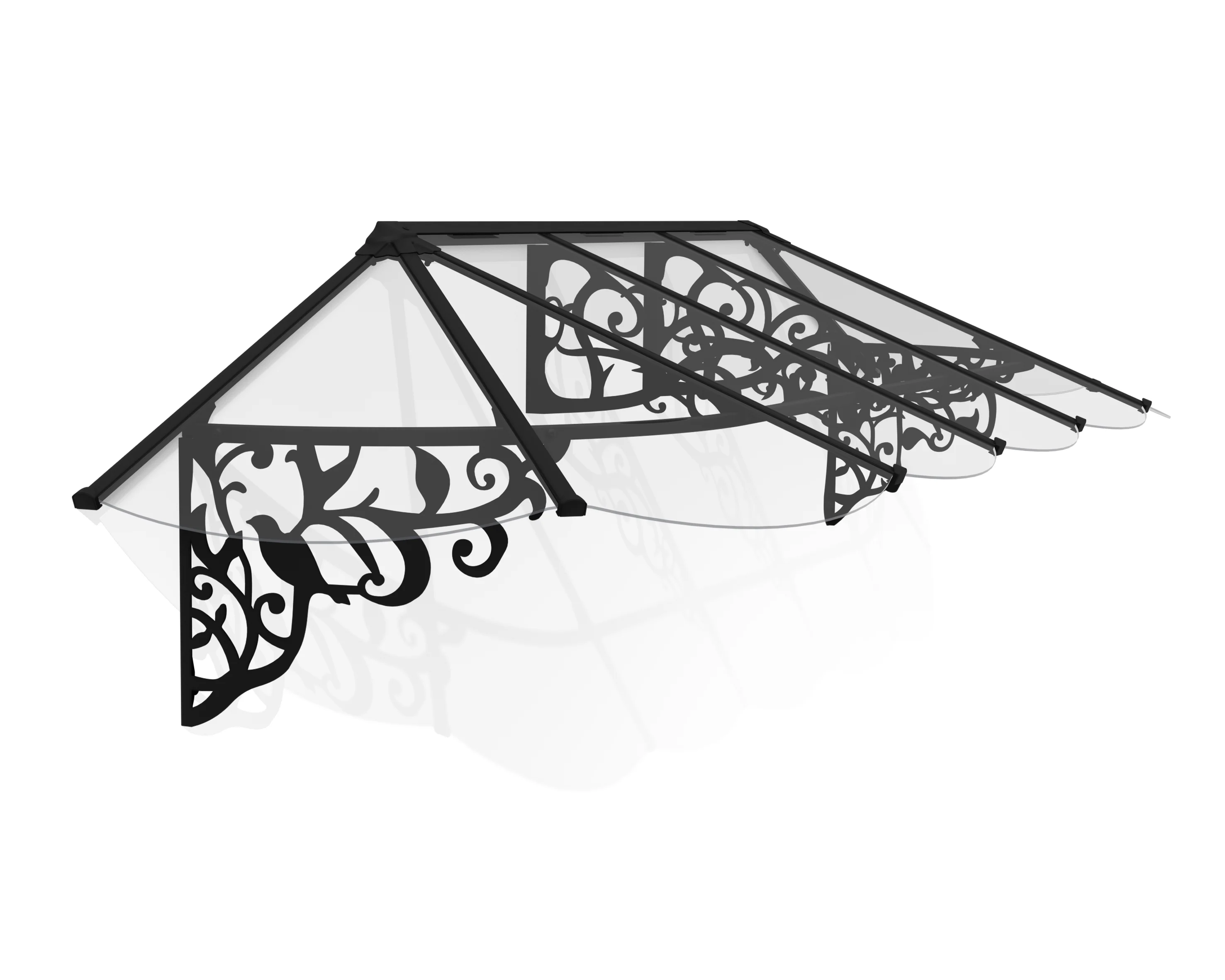 Lily 3.2m x 0.9m Door Canopy - Black Frame & Clear Polycarbonate - Image 3