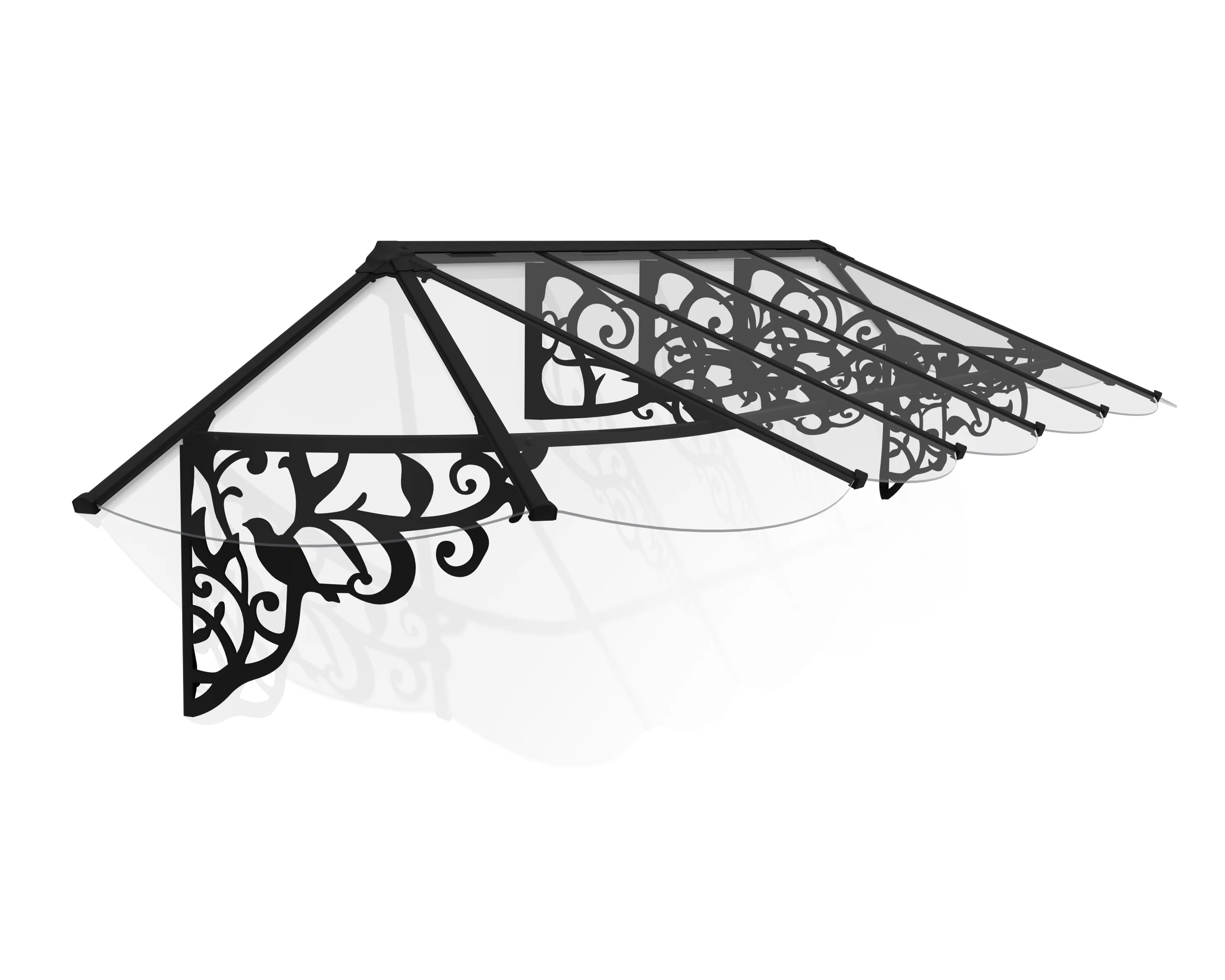 Lily 3.7m x 0.9m Door Canopy - Black Frame & Clear Polycarbonate - Image 5