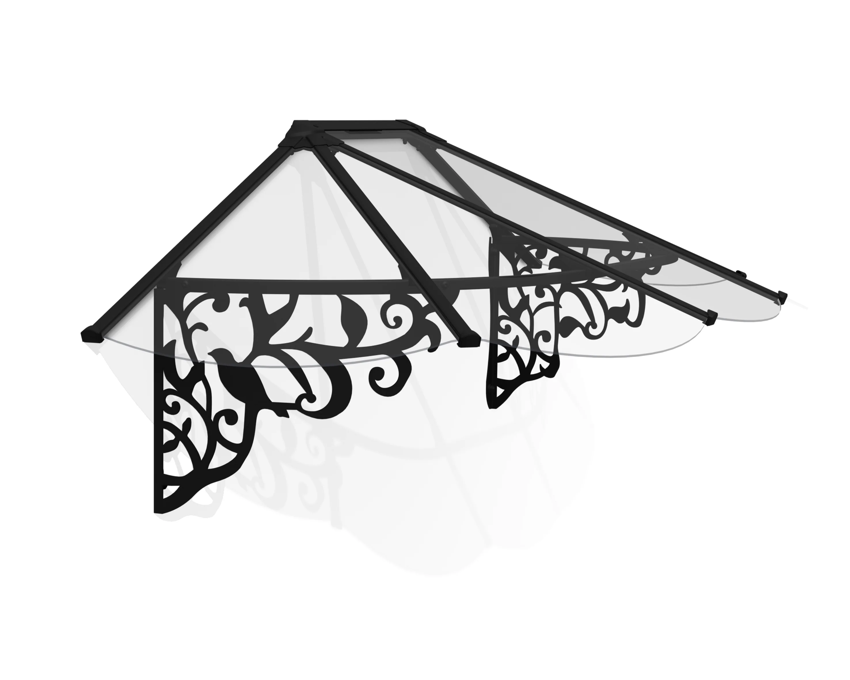Lily 2.1m x 0.9m Door Canopy - Black Frame & Clear Acryl - Image 3