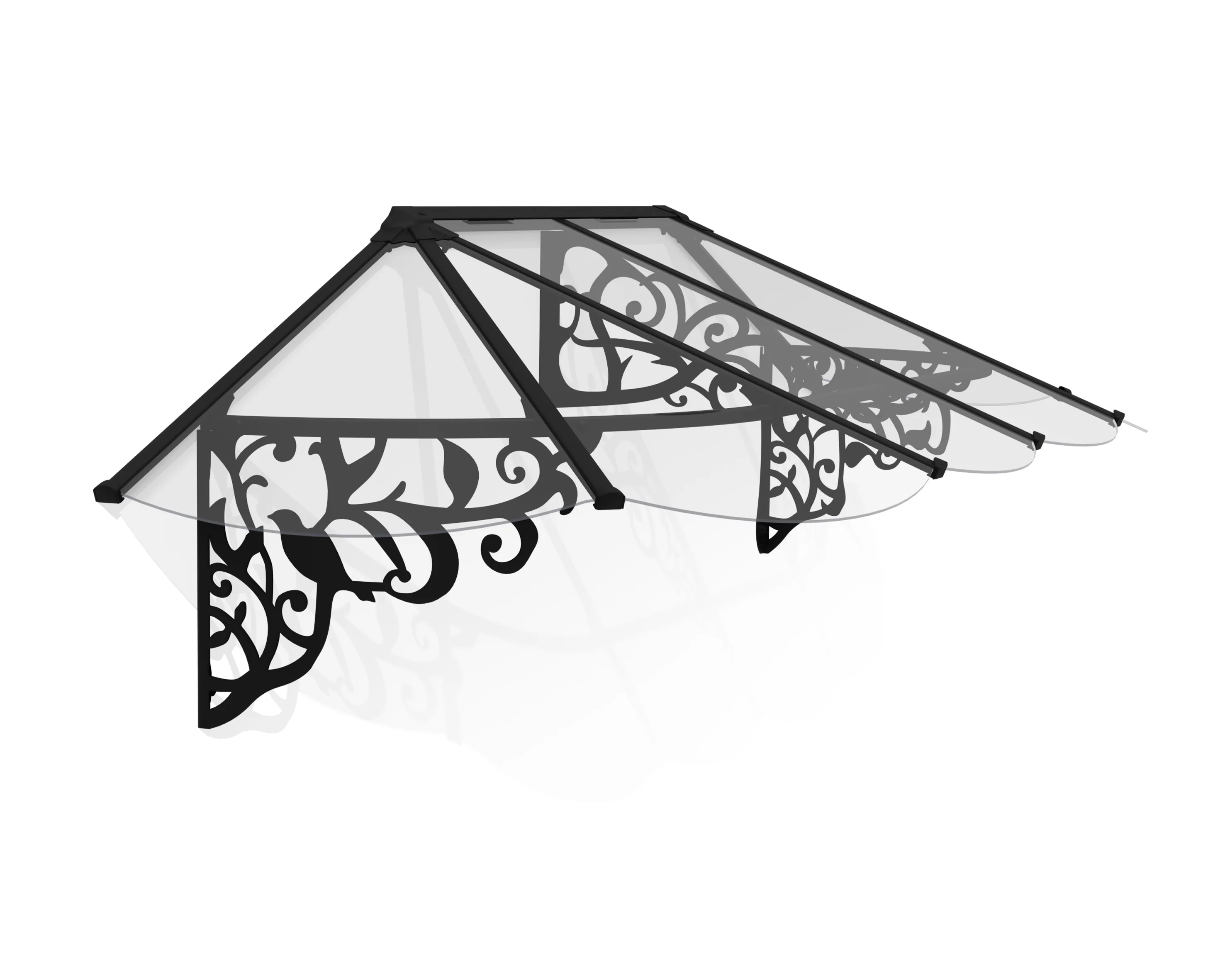 Lily 2.7m x 0.9m Door Canopy - Black Frame & Clear Polycarbonate - Image 3